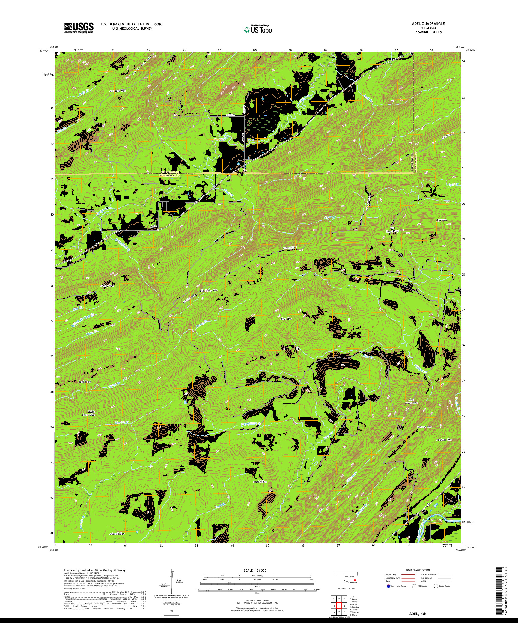 US TOPO 7.5-MINUTE MAP FOR ADEL, OK