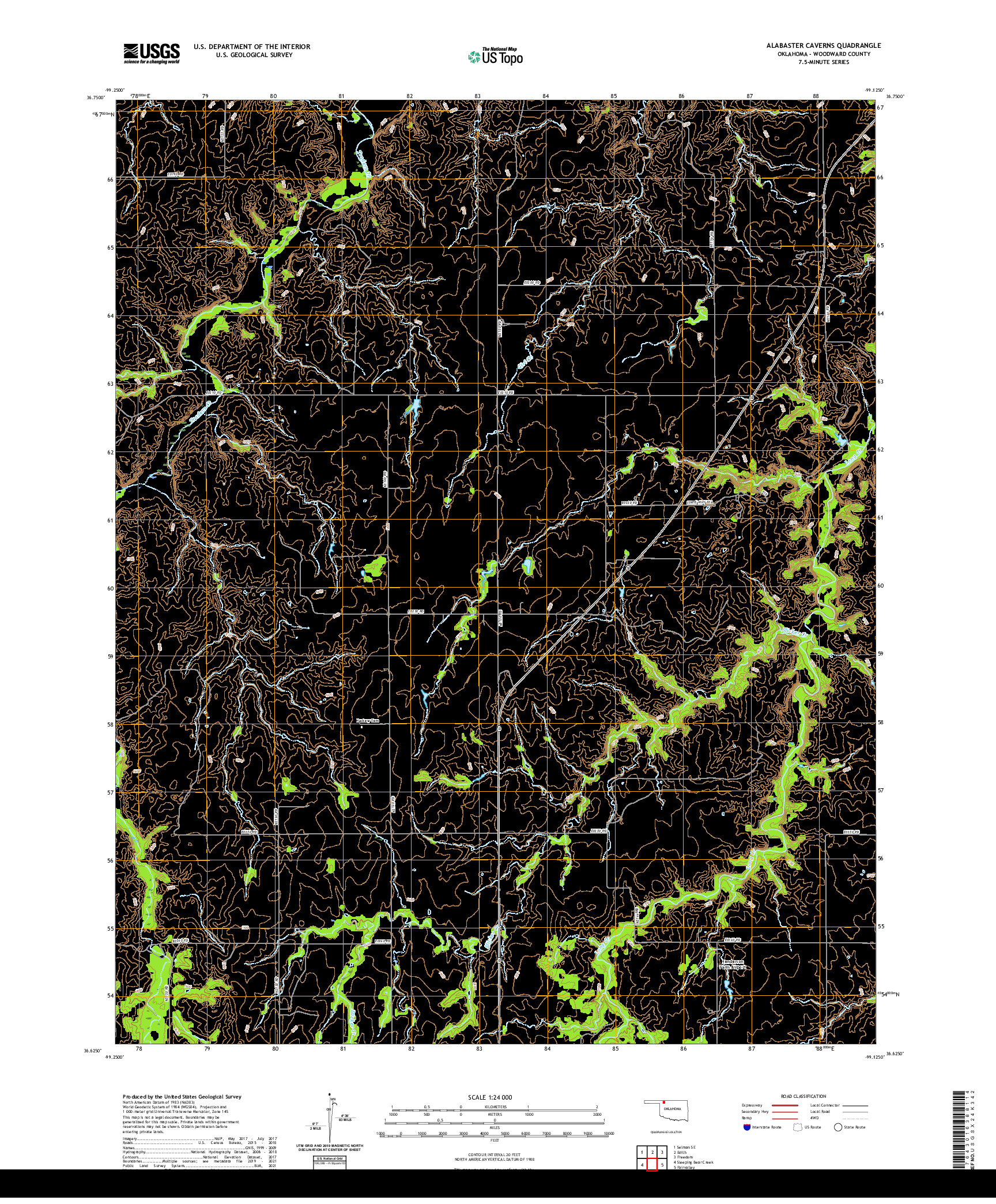 US TOPO 7.5-MINUTE MAP FOR ALABASTER CAVERNS, OK