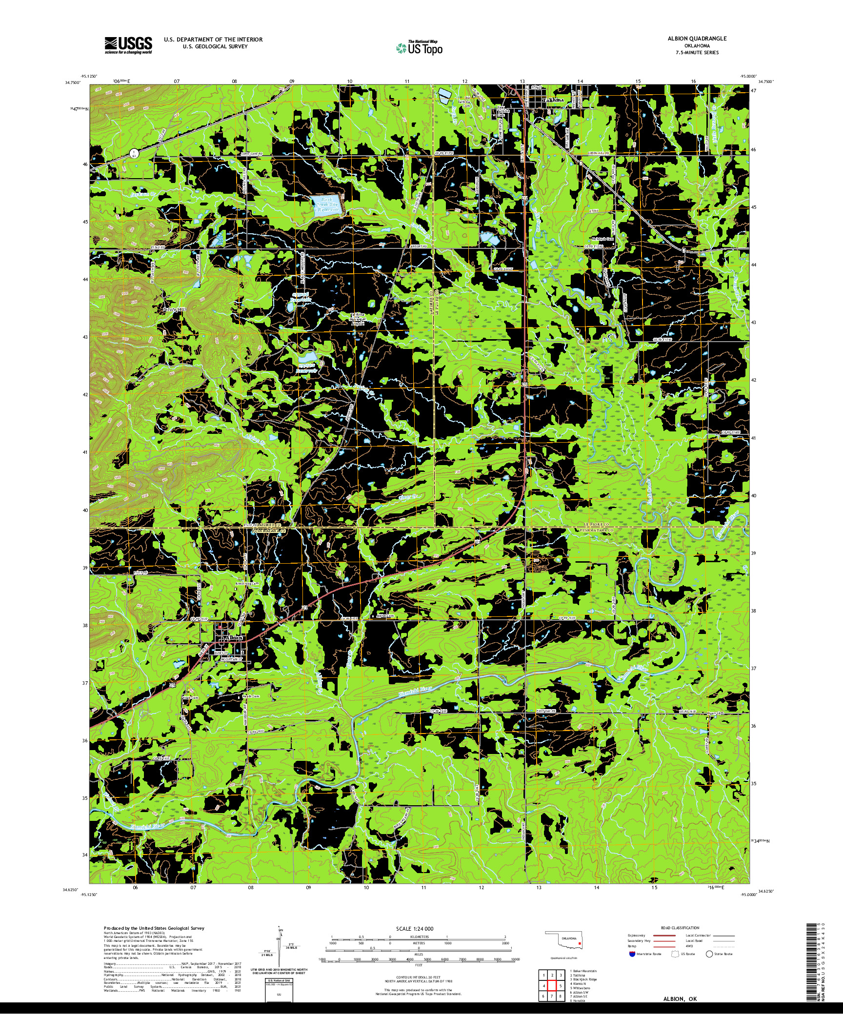 US TOPO 7.5-MINUTE MAP FOR ALBION, OK