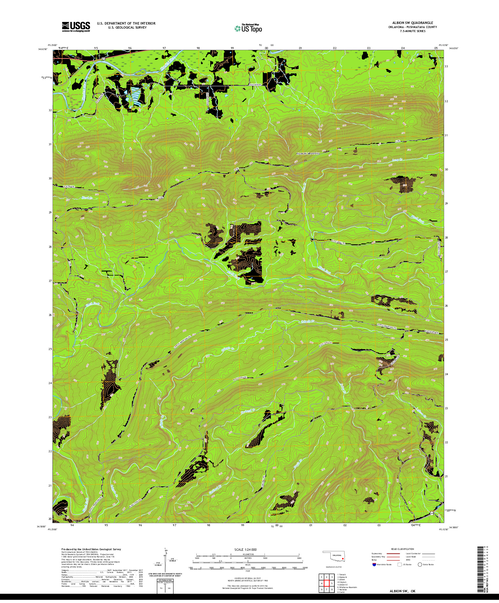 US TOPO 7.5-MINUTE MAP FOR ALBION SW, OK