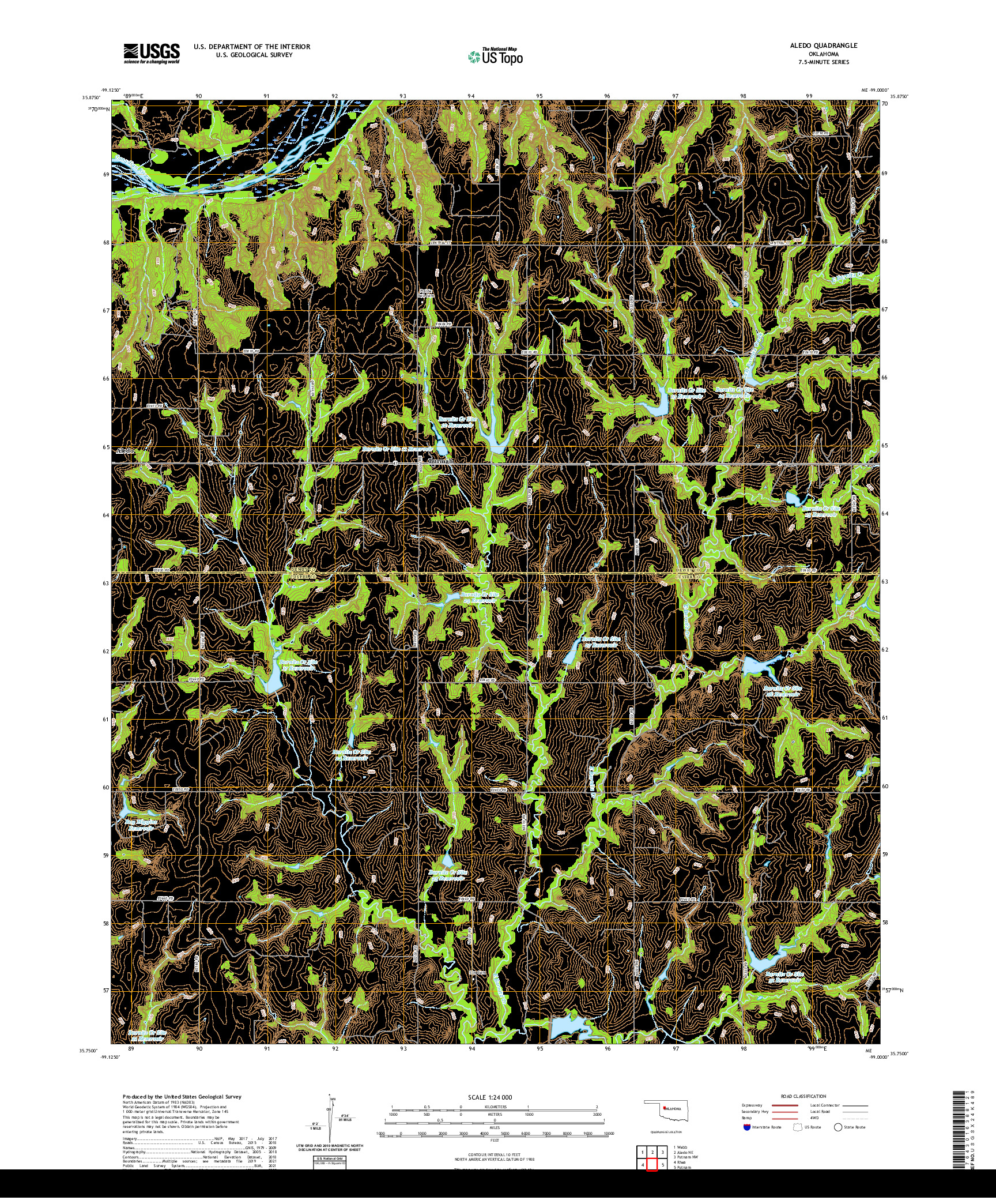 US TOPO 7.5-MINUTE MAP FOR ALEDO, OK