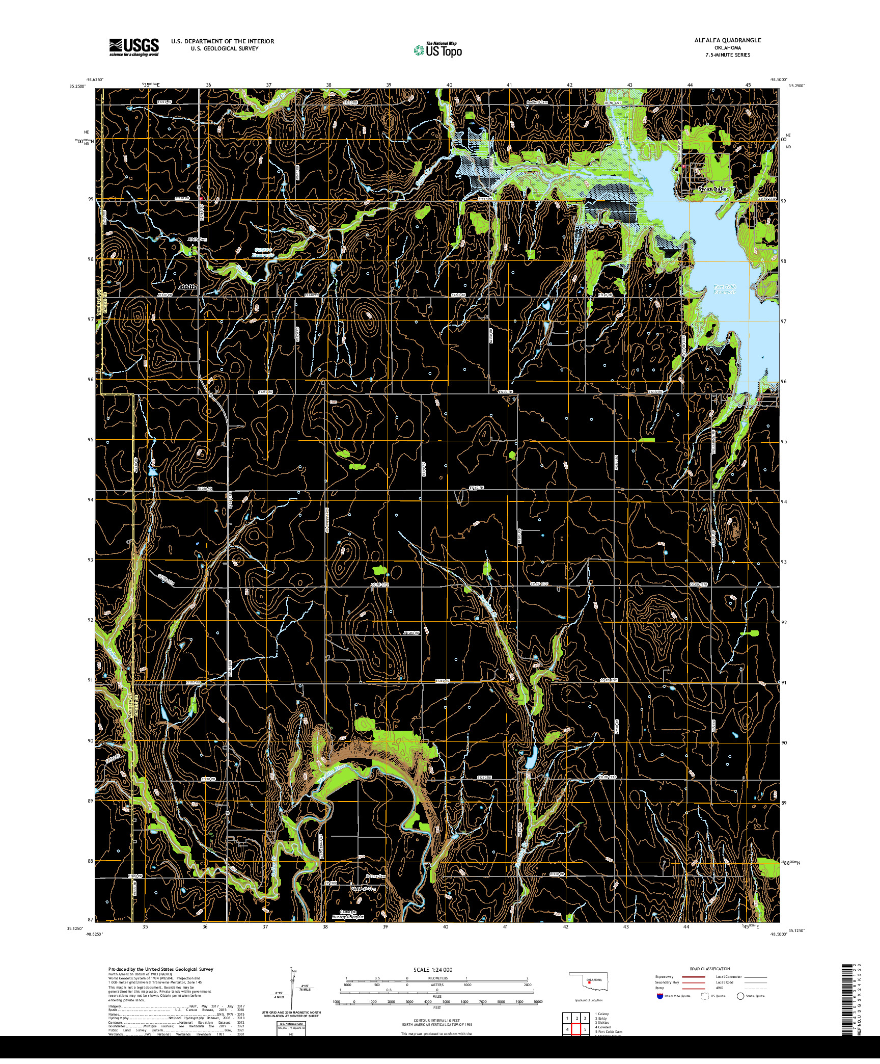 US TOPO 7.5-MINUTE MAP FOR ALFALFA, OK