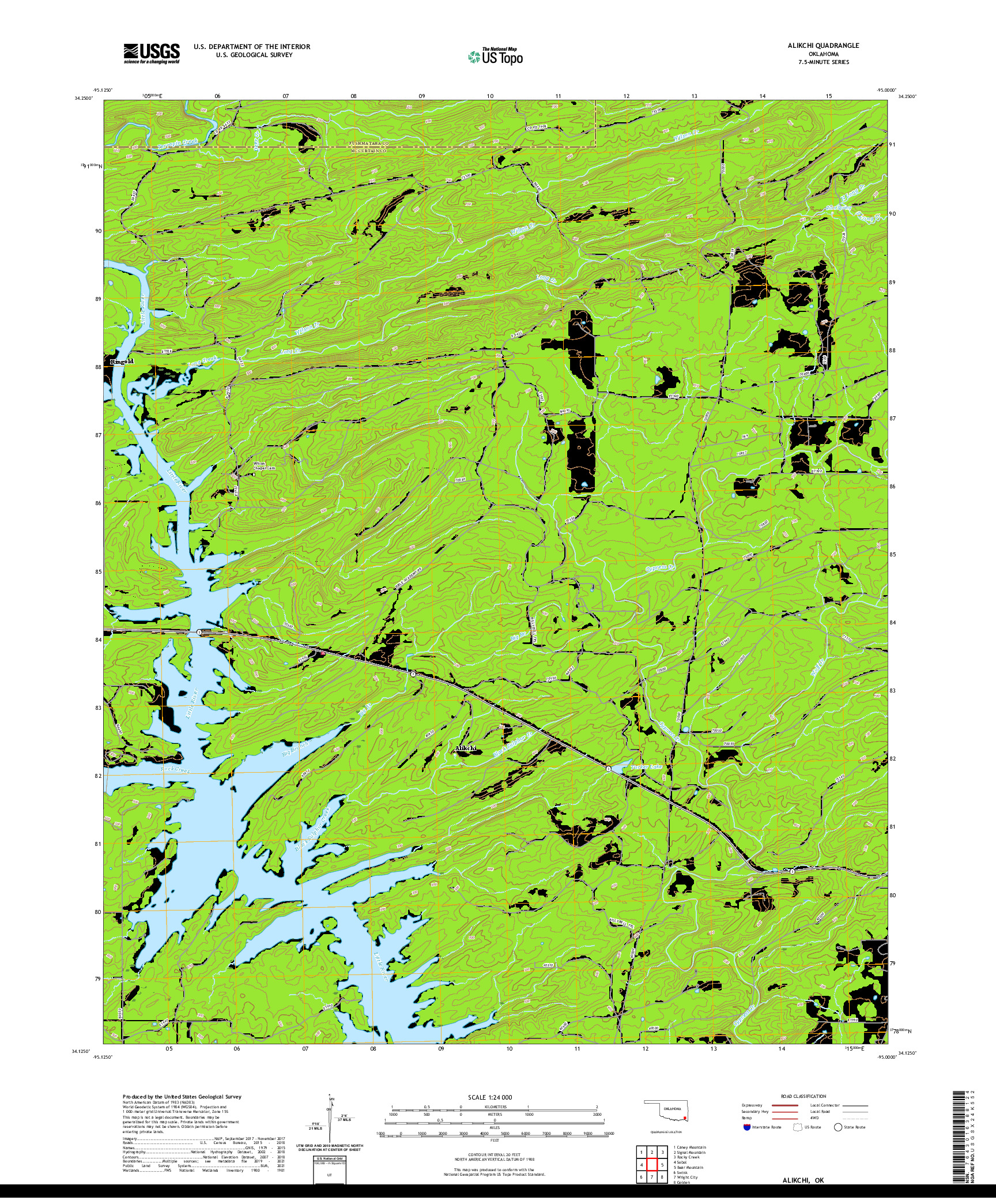 US TOPO 7.5-MINUTE MAP FOR ALIKCHI, OK