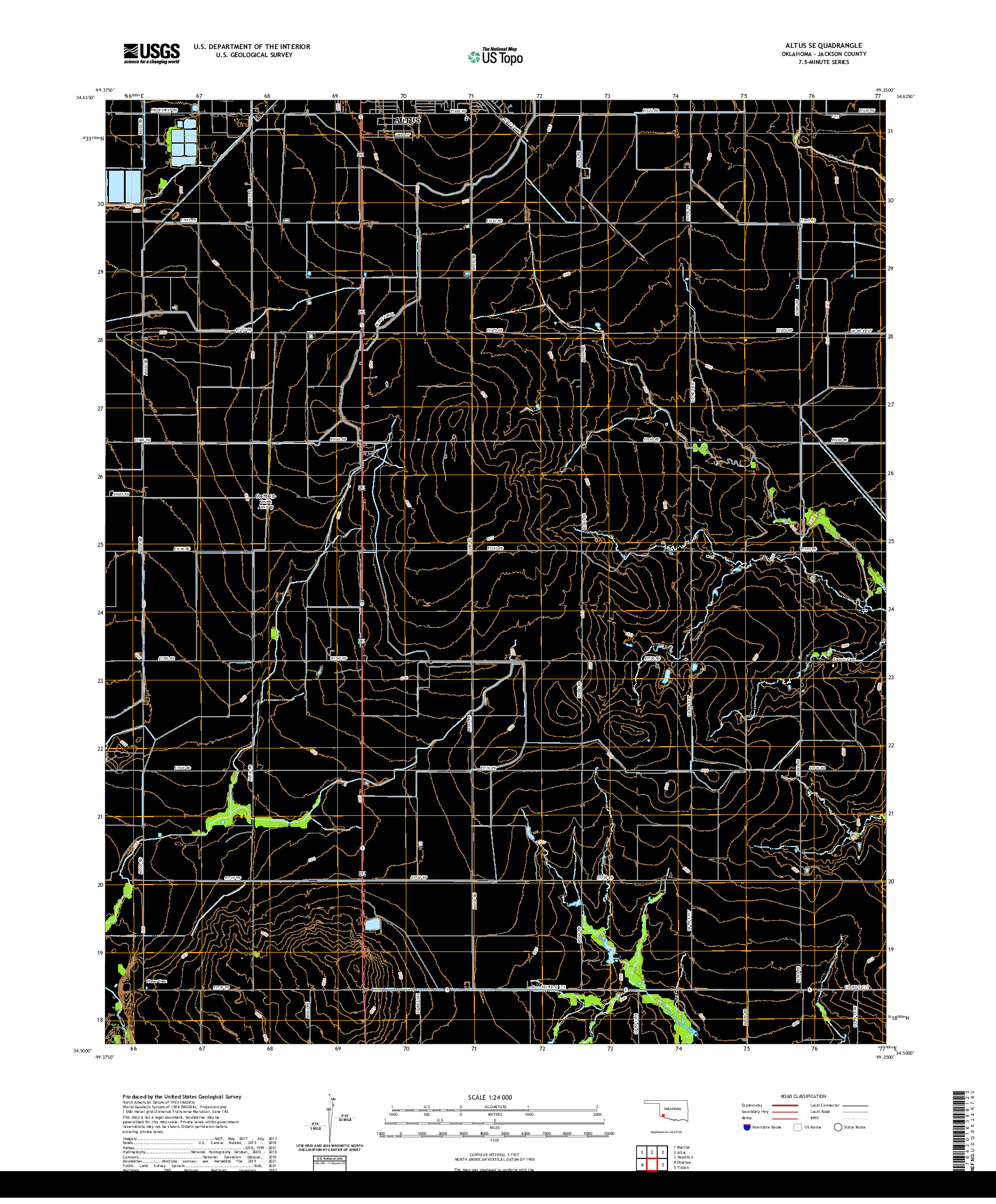 US TOPO 7.5-MINUTE MAP FOR ALTUS SE, OK