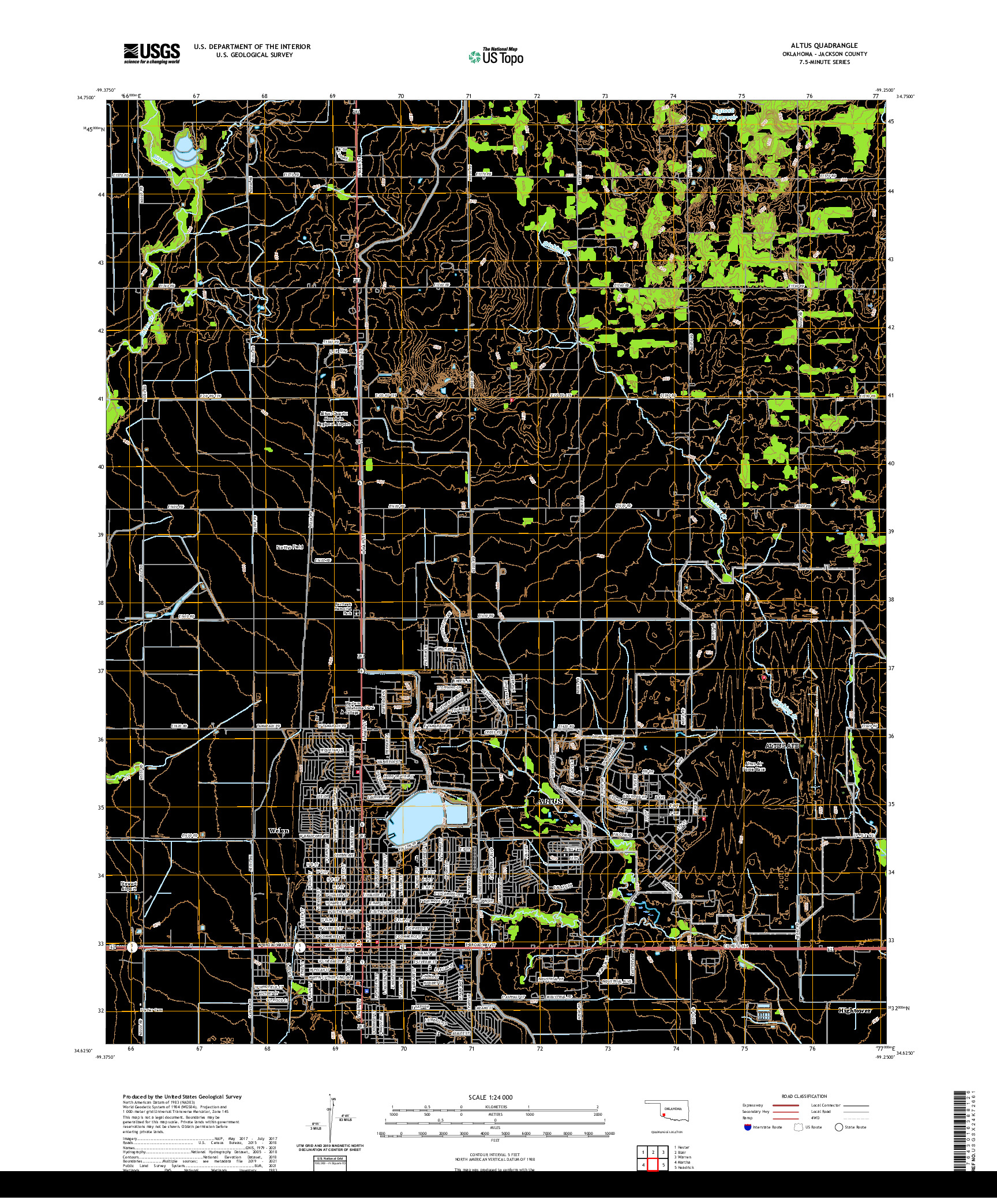 US TOPO 7.5-MINUTE MAP FOR ALTUS, OK