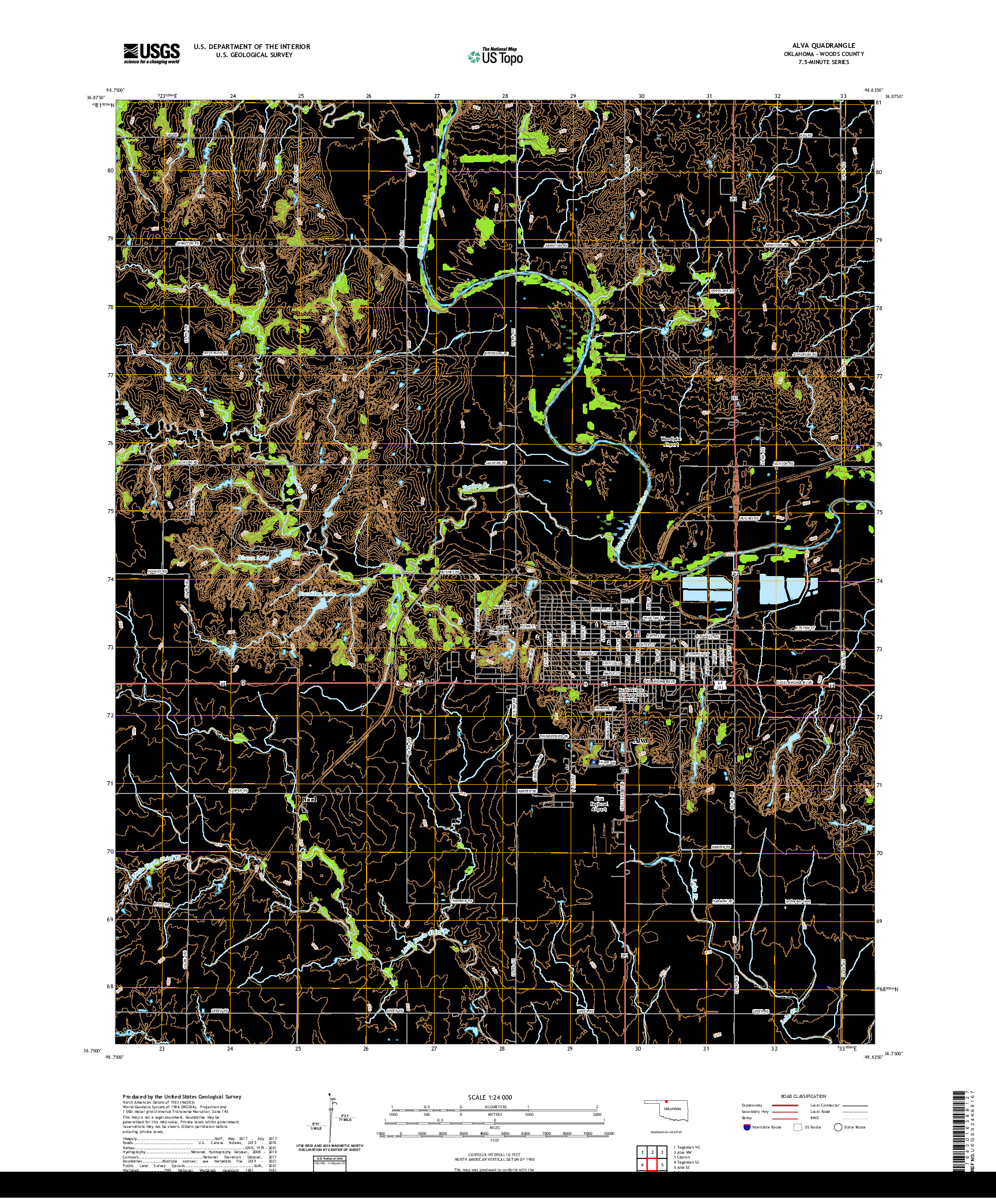 US TOPO 7.5-MINUTE MAP FOR ALVA, OK