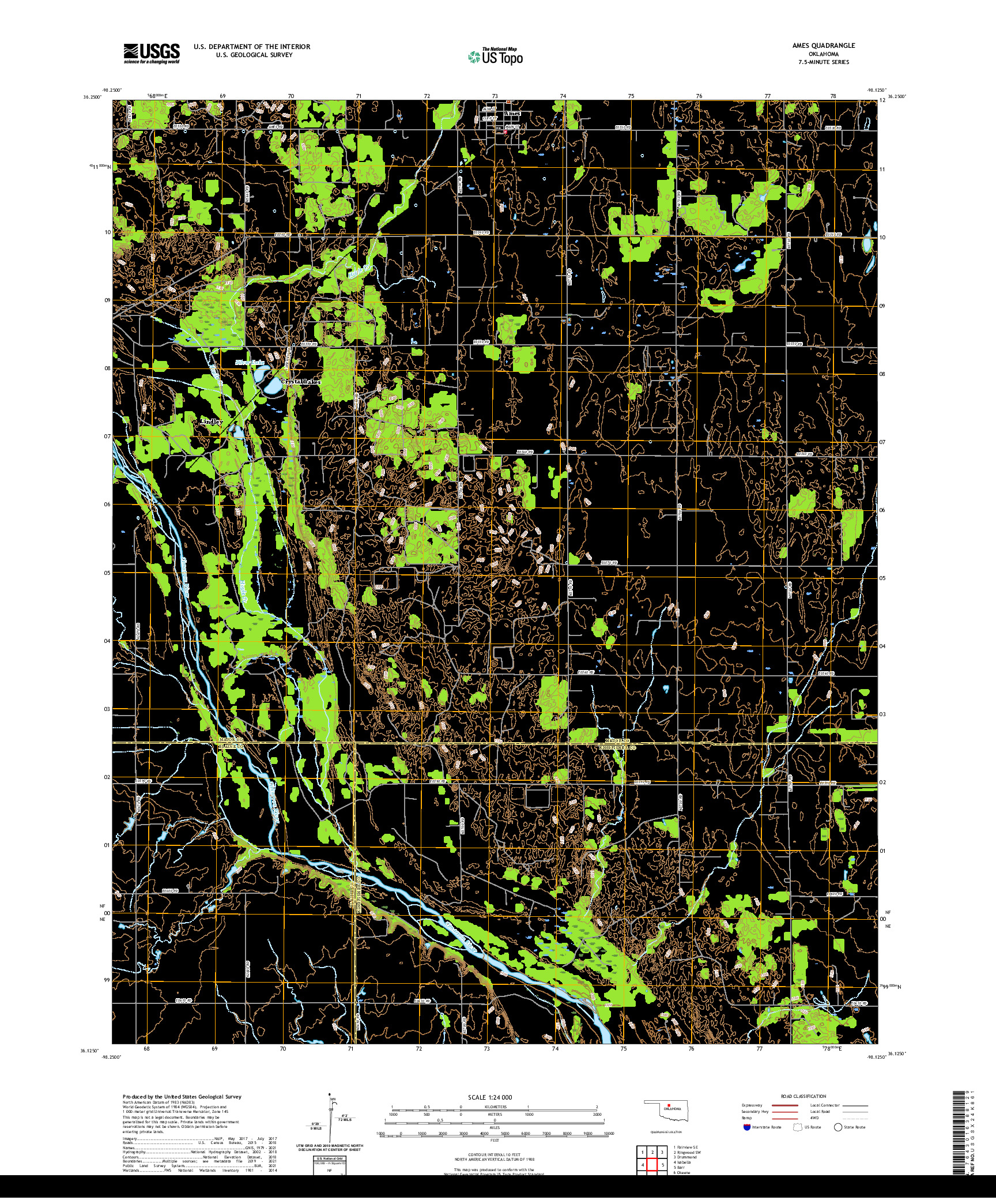 US TOPO 7.5-MINUTE MAP FOR AMES, OK