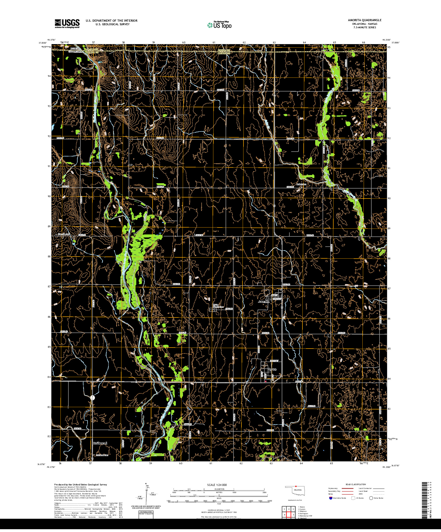 US TOPO 7.5-MINUTE MAP FOR AMORITA, OK,KS