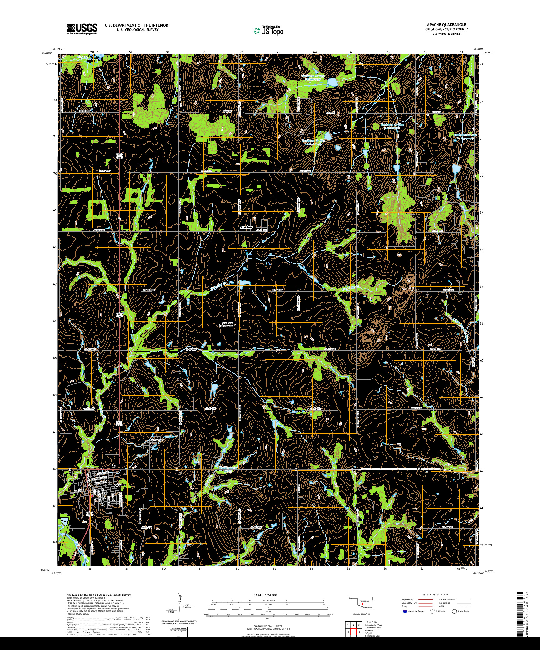 US TOPO 7.5-MINUTE MAP FOR APACHE, OK