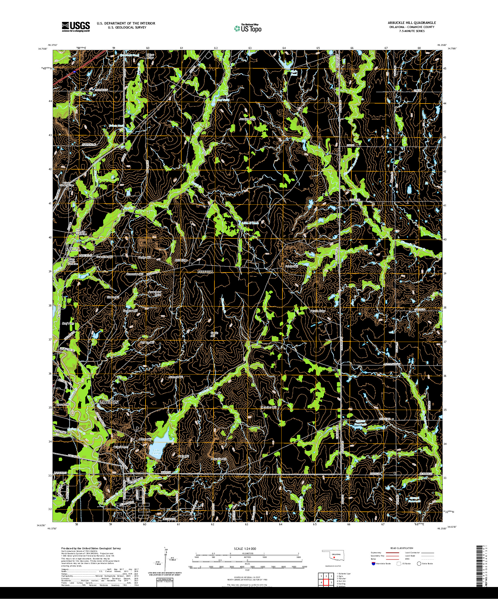 US TOPO 7.5-MINUTE MAP FOR ARBUCKLE HILL, OK