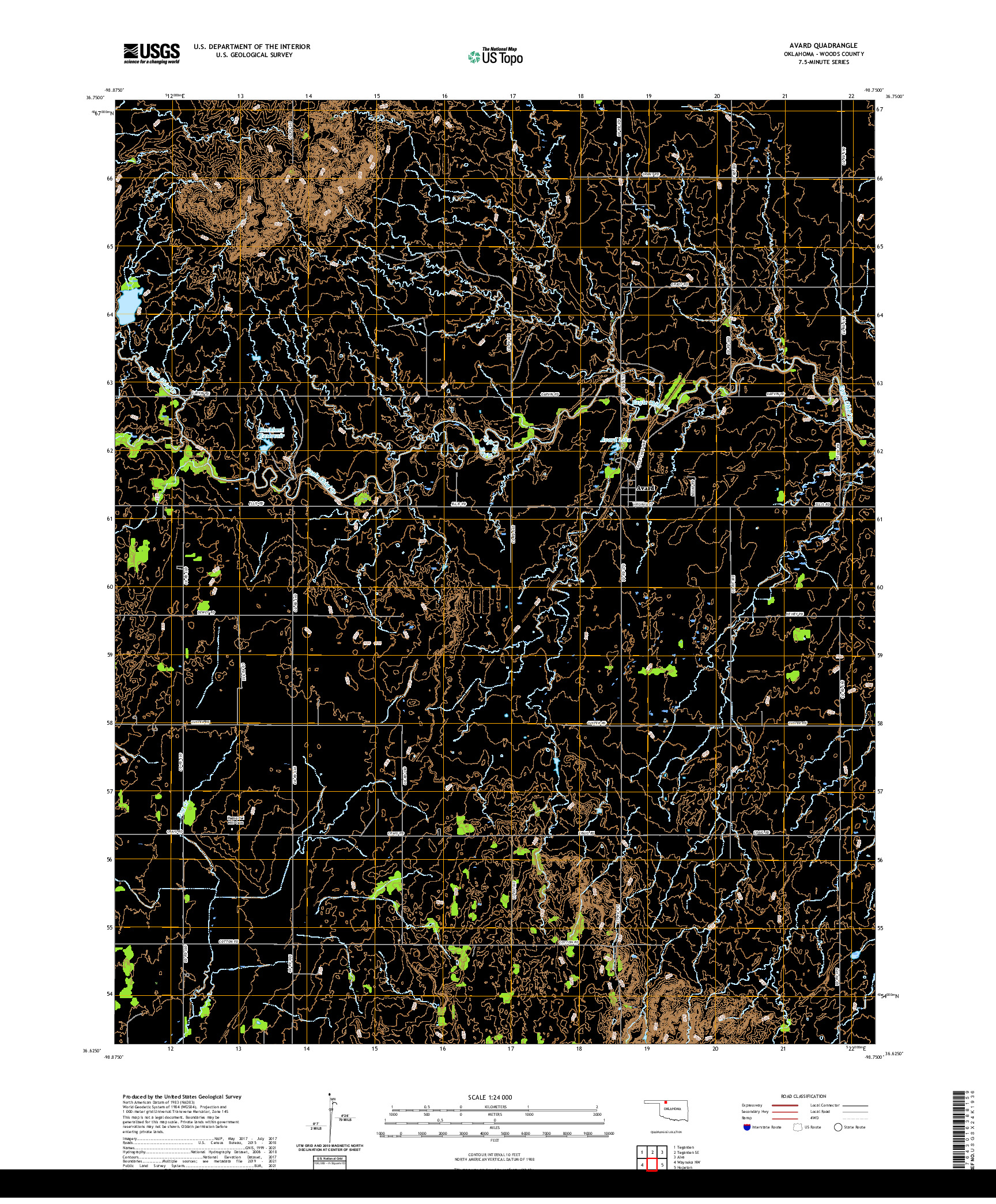 US TOPO 7.5-MINUTE MAP FOR AVARD, OK