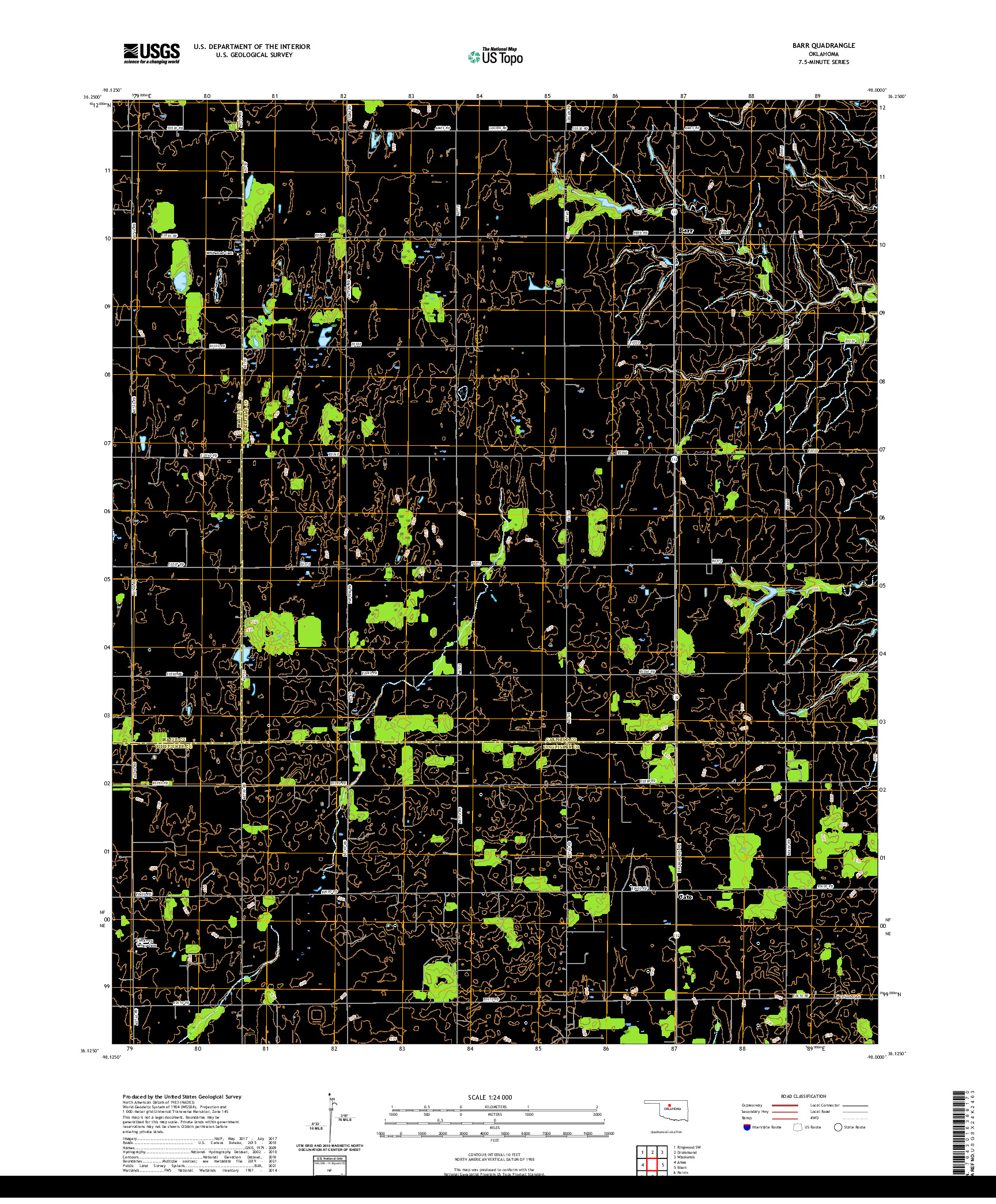 US TOPO 7.5-MINUTE MAP FOR BARR, OK