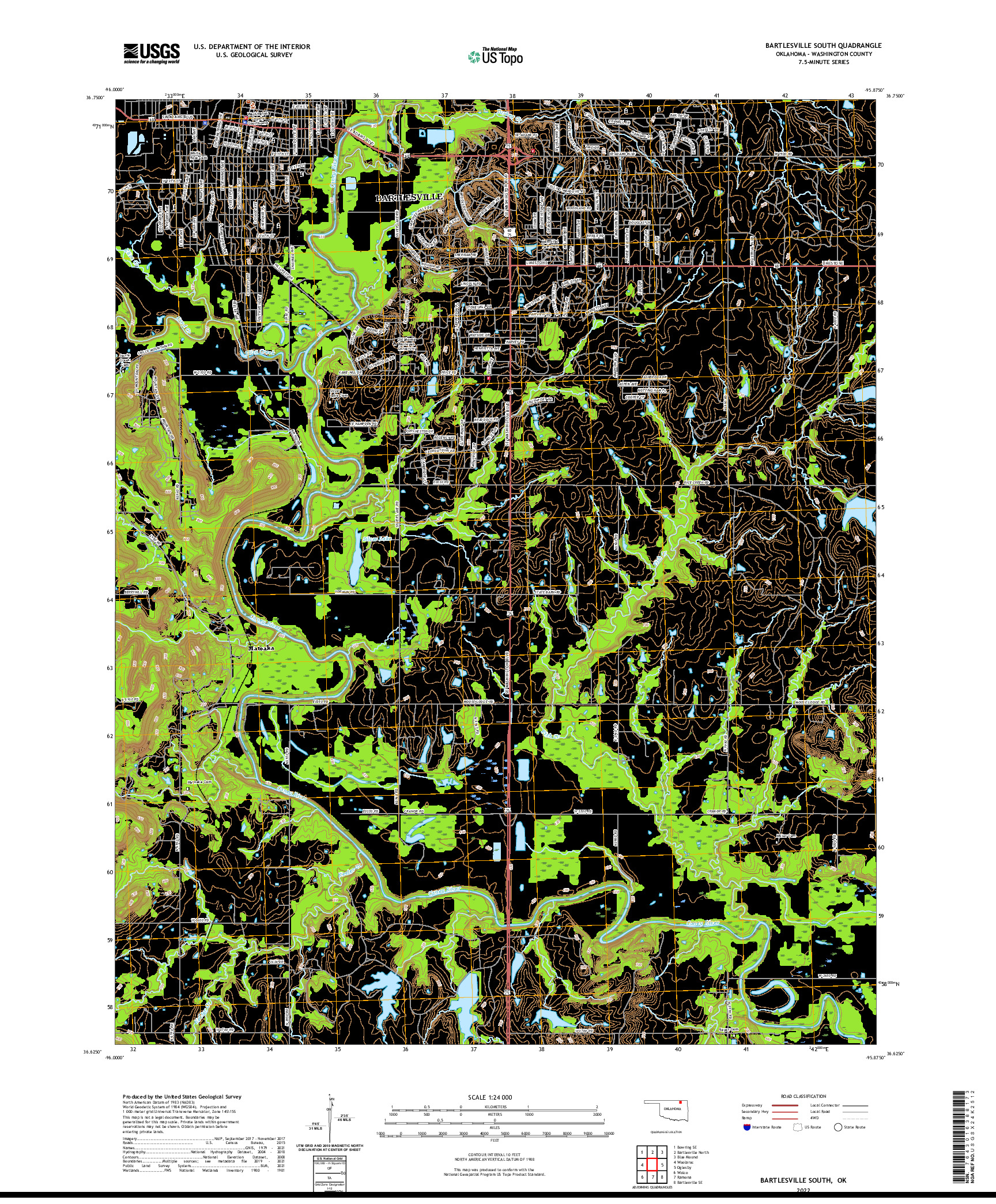 US TOPO 7.5-MINUTE MAP FOR BARTLESVILLE SOUTH, OK