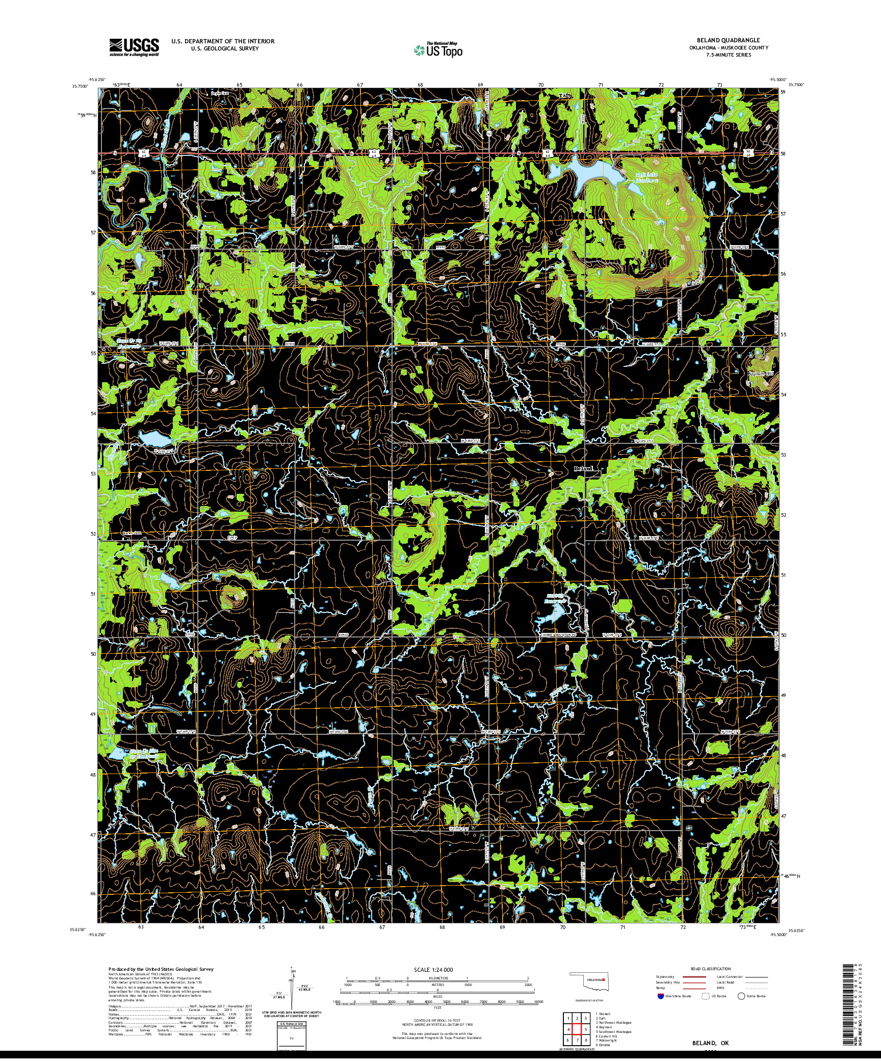 US TOPO 7.5-MINUTE MAP FOR BELAND, OK