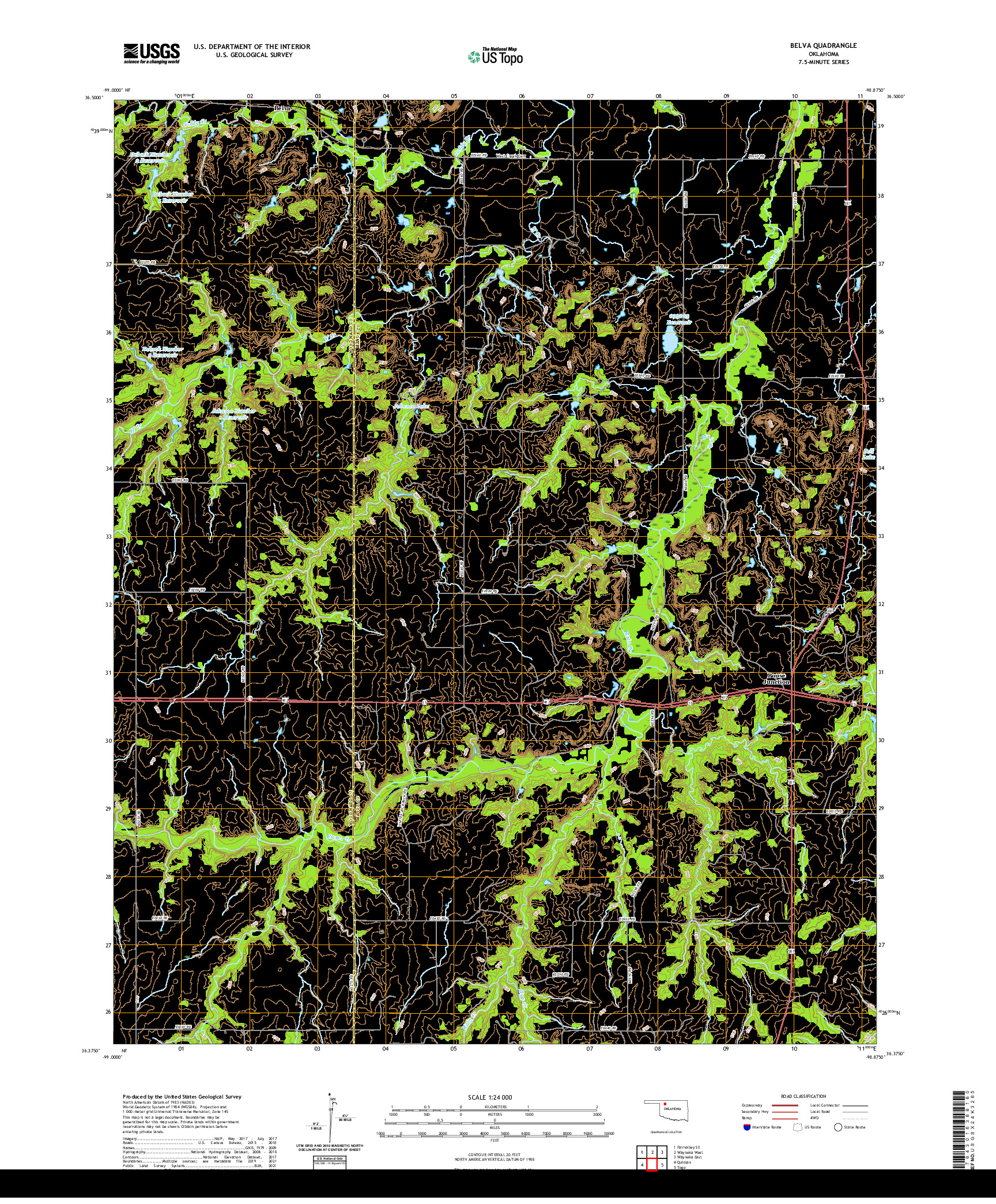 US TOPO 7.5-MINUTE MAP FOR BELVA, OK