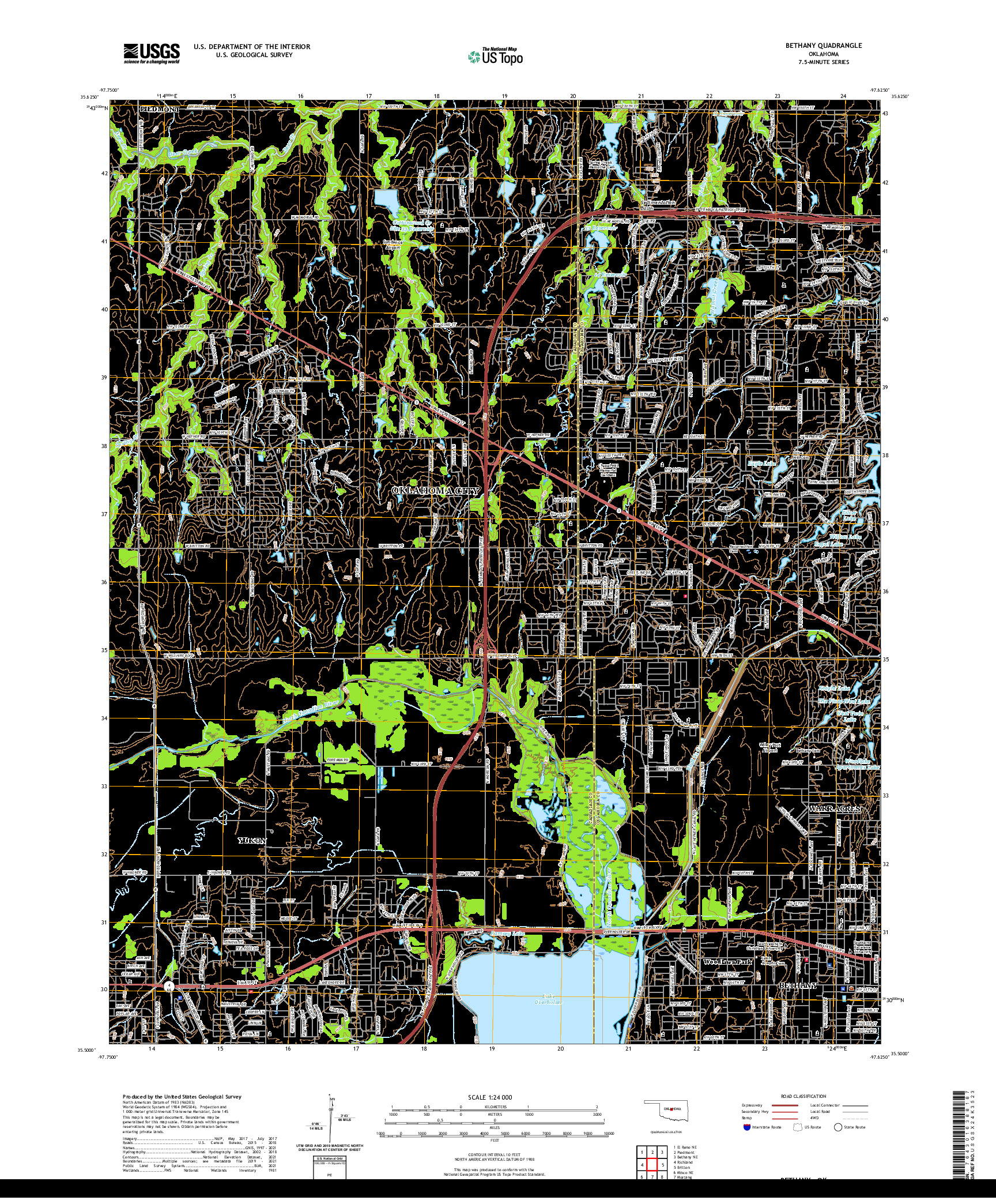 US TOPO 7.5-MINUTE MAP FOR BETHANY, OK