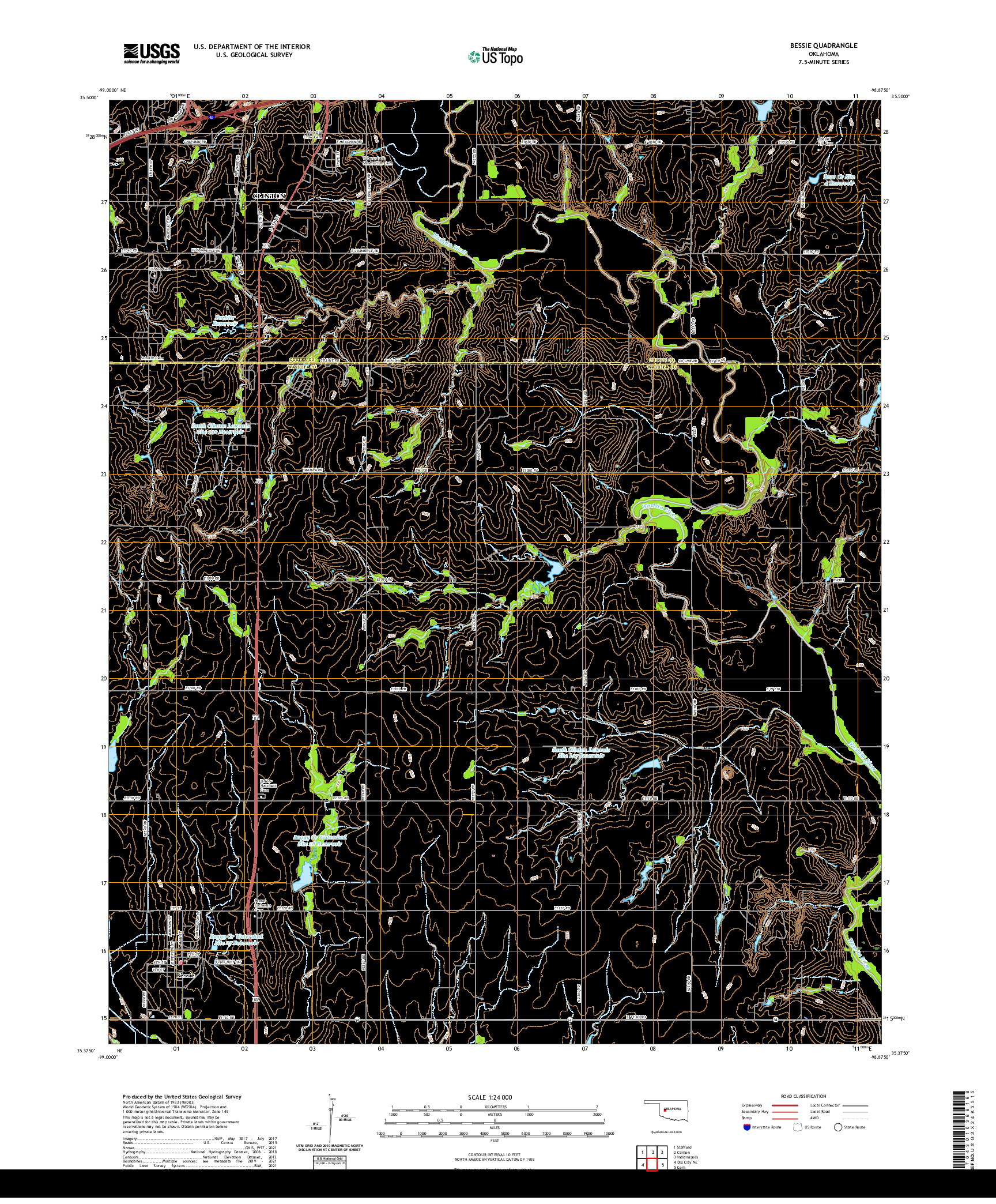 US TOPO 7.5-MINUTE MAP FOR BESSIE, OK