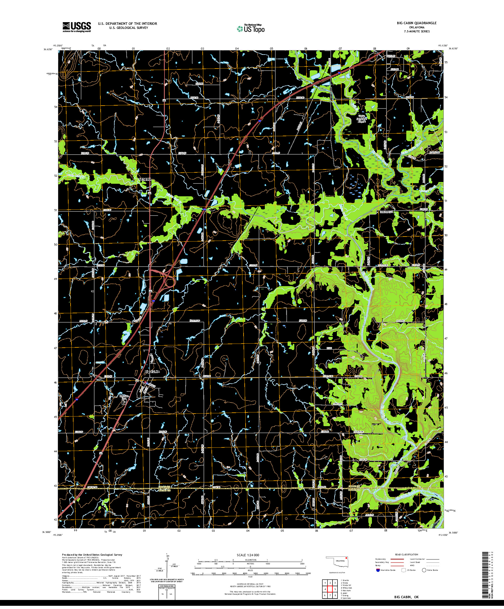 US TOPO 7.5-MINUTE MAP FOR BIG CABIN, OK