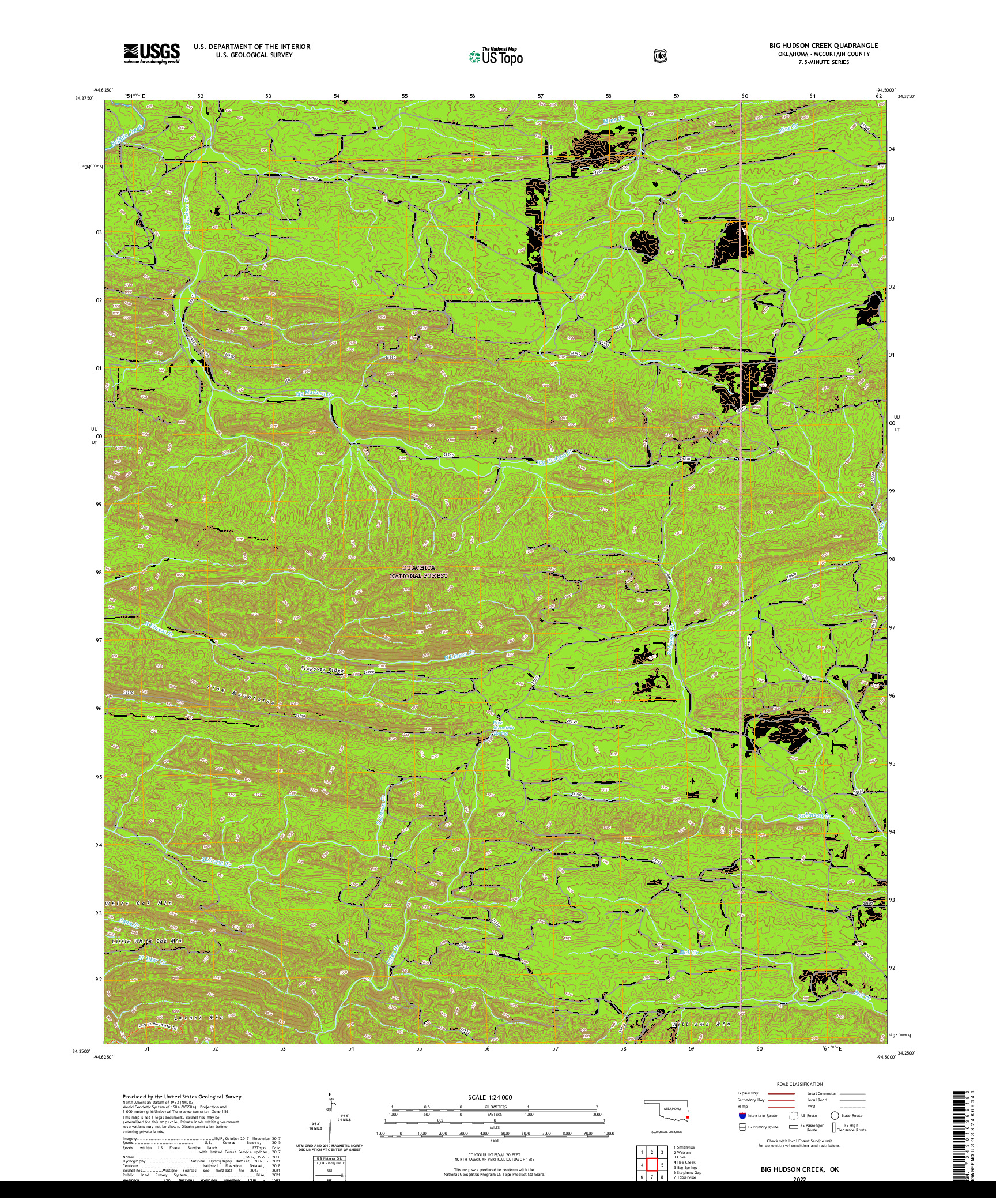 US TOPO 7.5-MINUTE MAP FOR BIG HUDSON CREEK, OK