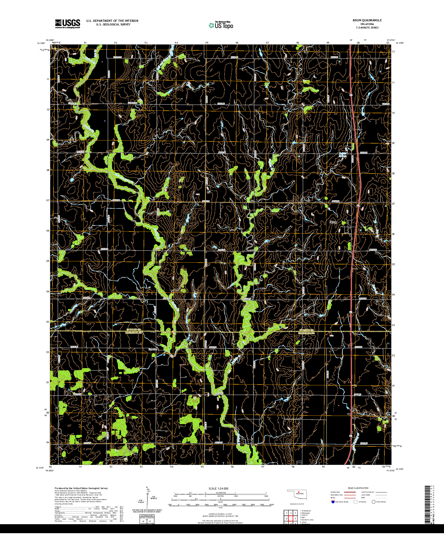 US TOPO 7.5-MINUTE MAP FOR BISON, OK