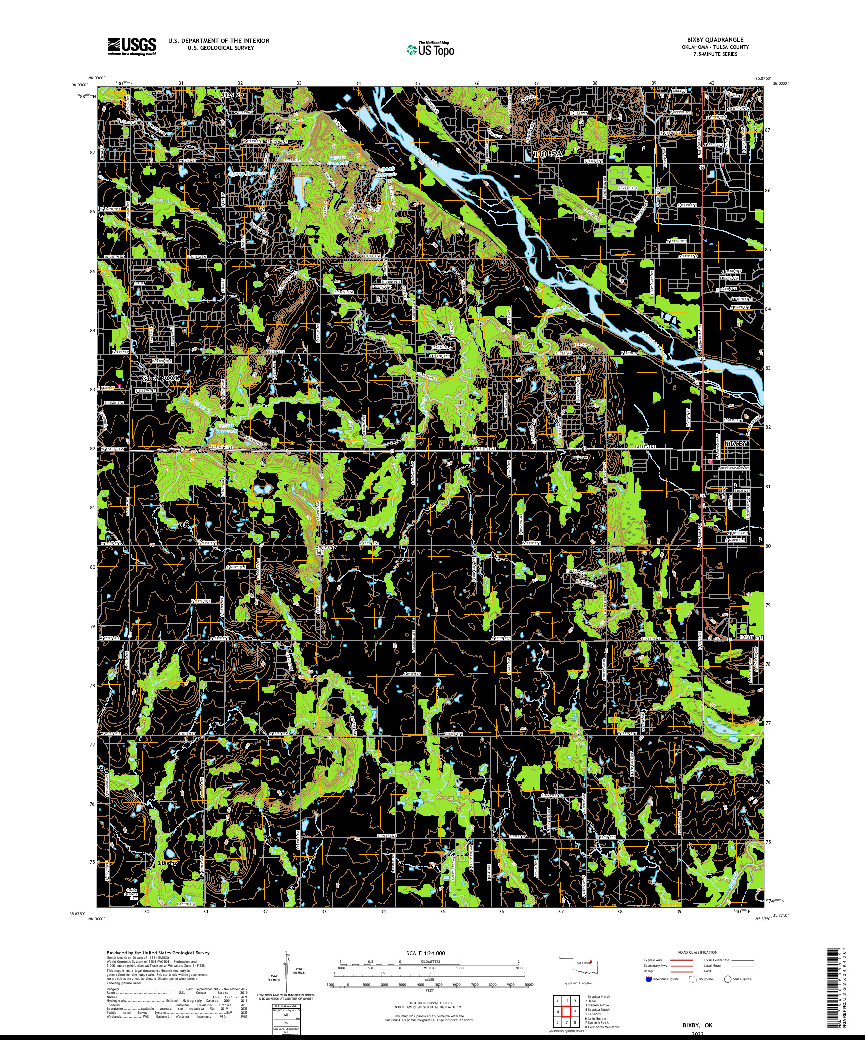 US TOPO 7.5-MINUTE MAP FOR BIXBY, OK