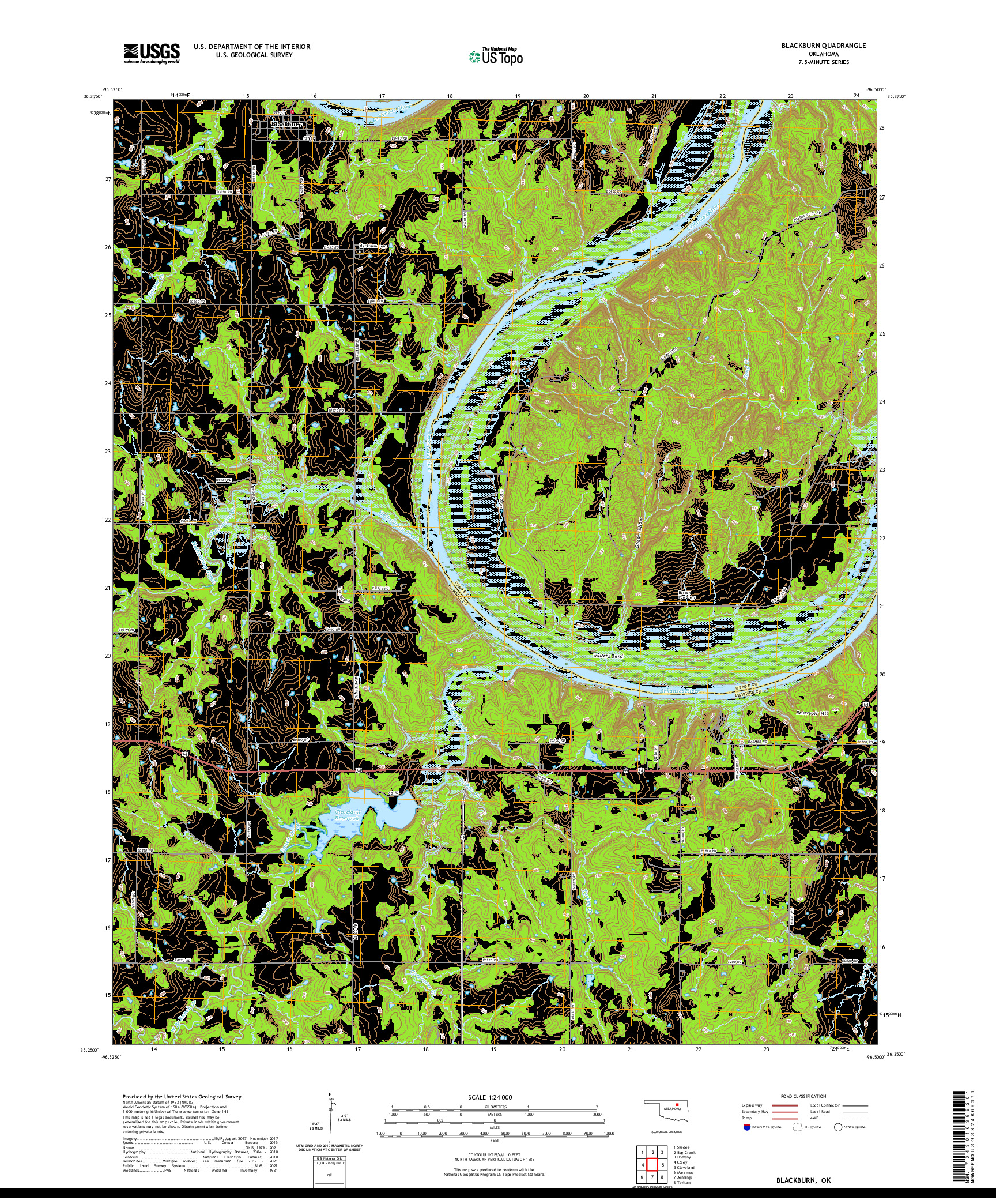 US TOPO 7.5-MINUTE MAP FOR BLACKBURN, OK