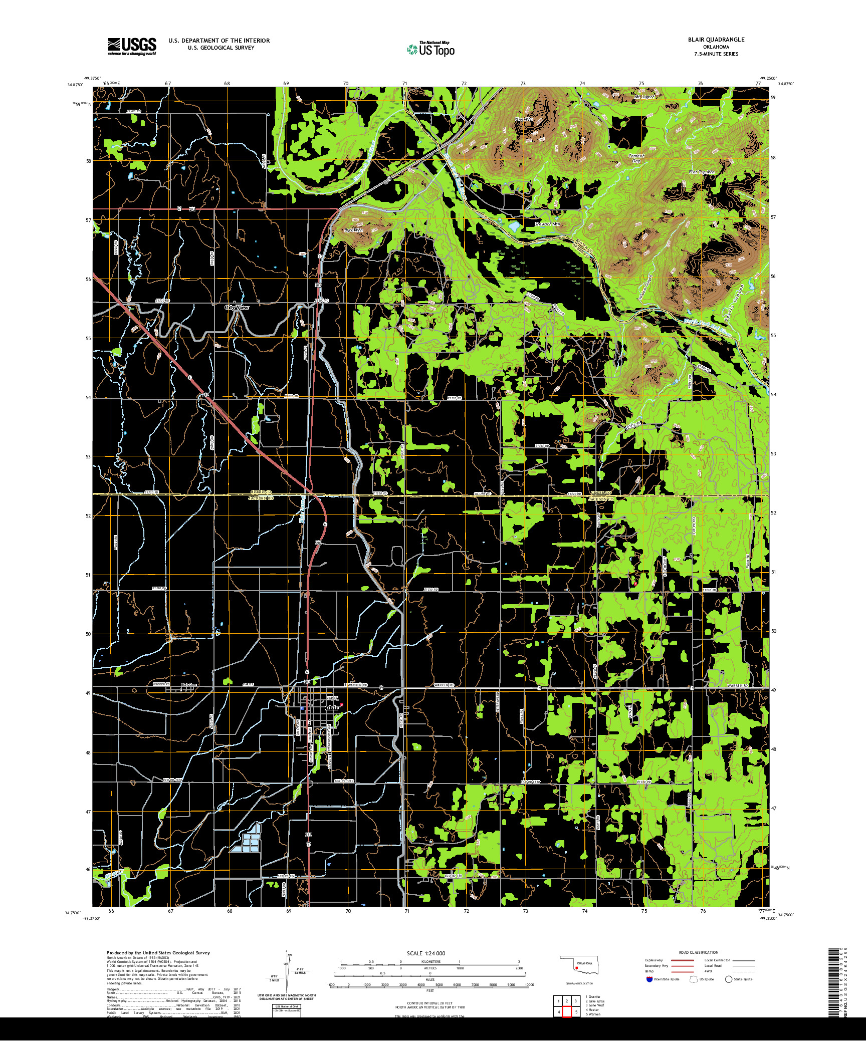 US TOPO 7.5-MINUTE MAP FOR BLAIR, OK