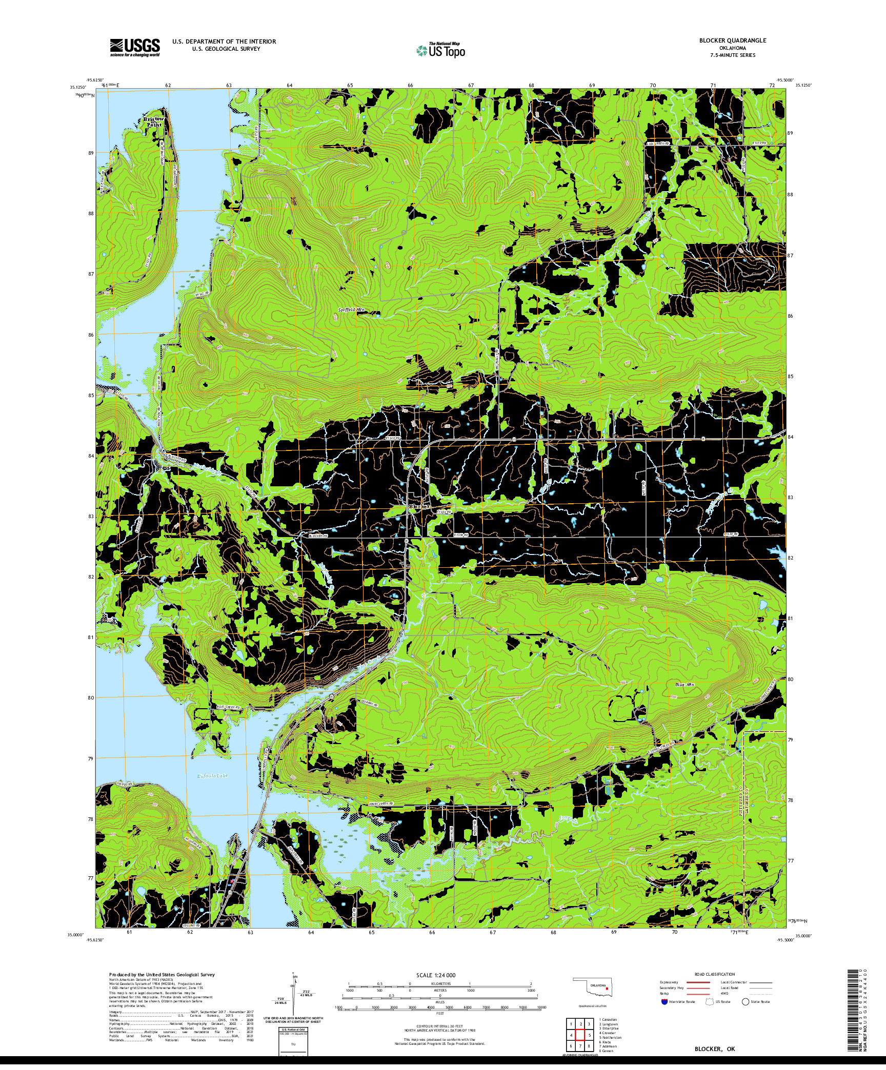 US TOPO 7.5-MINUTE MAP FOR BLOCKER, OK