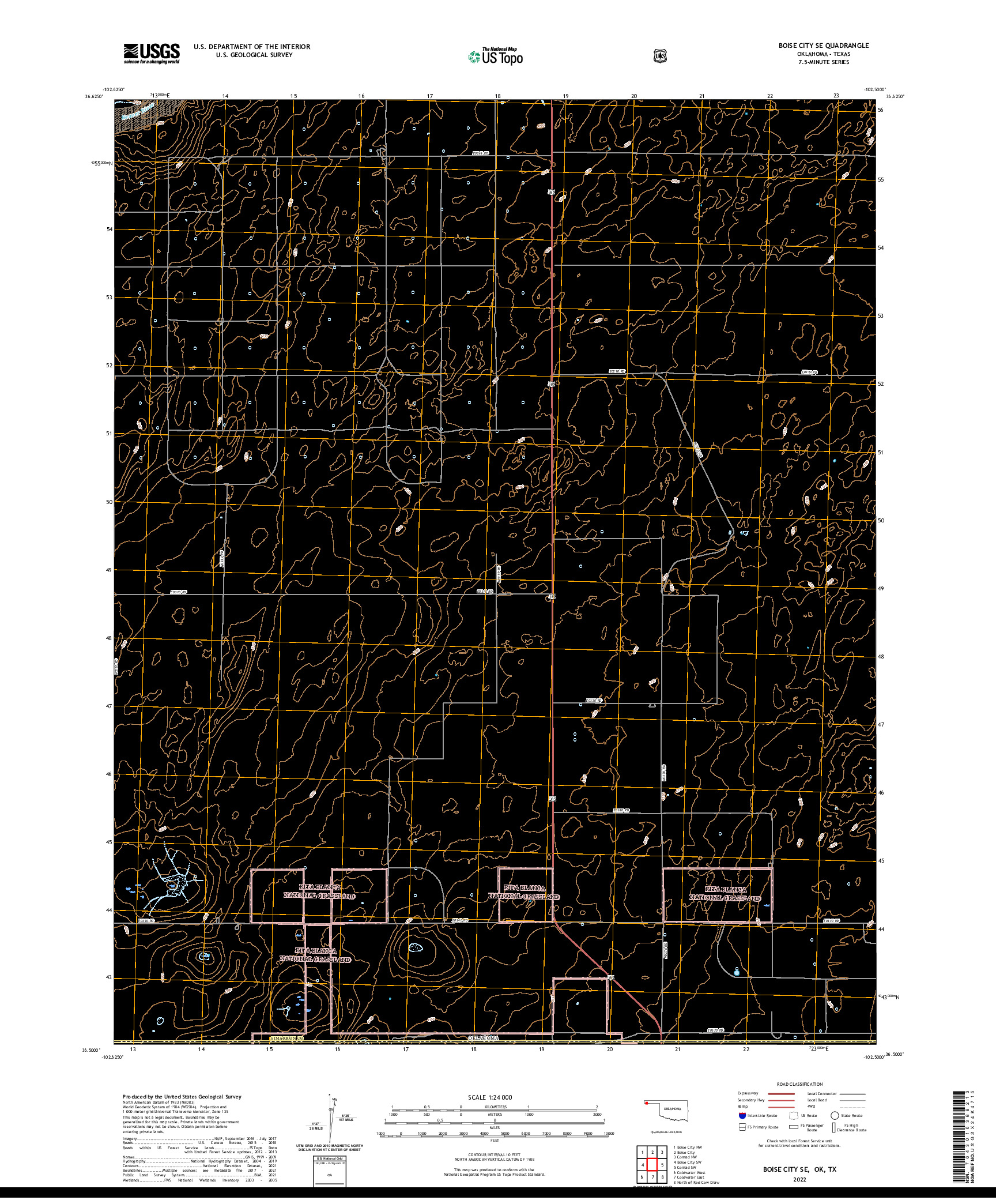 US TOPO 7.5-MINUTE MAP FOR BOISE CITY SE, OK,TX
