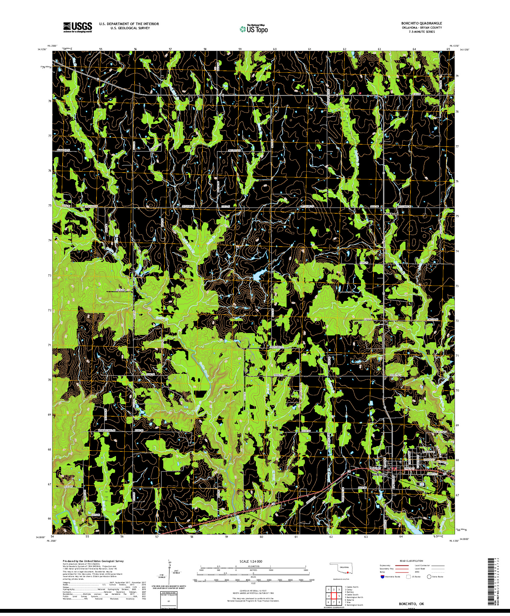 US TOPO 7.5-MINUTE MAP FOR BOKCHITO, OK