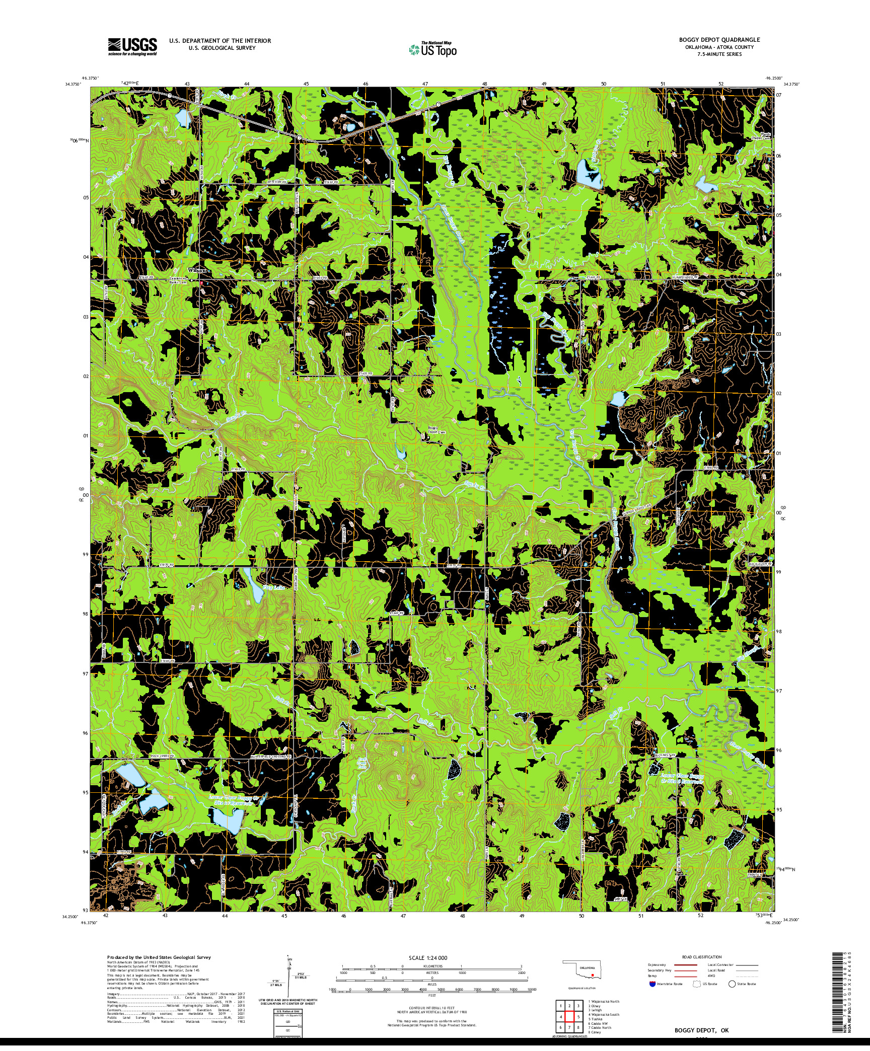 US TOPO 7.5-MINUTE MAP FOR BOGGY DEPOT, OK