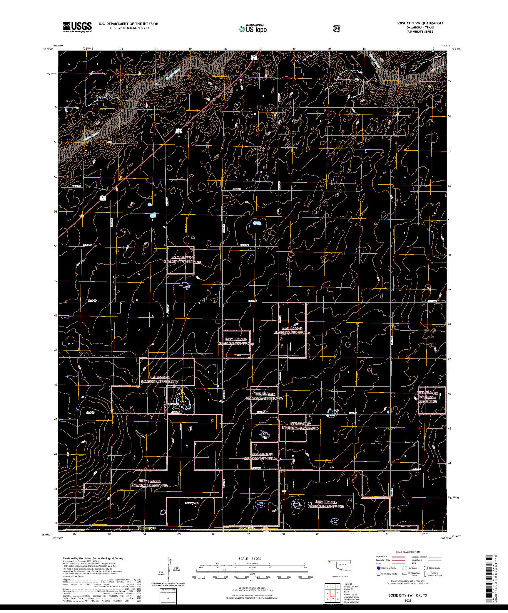 US TOPO 7.5-MINUTE MAP FOR BOISE CITY SW, OK,TX