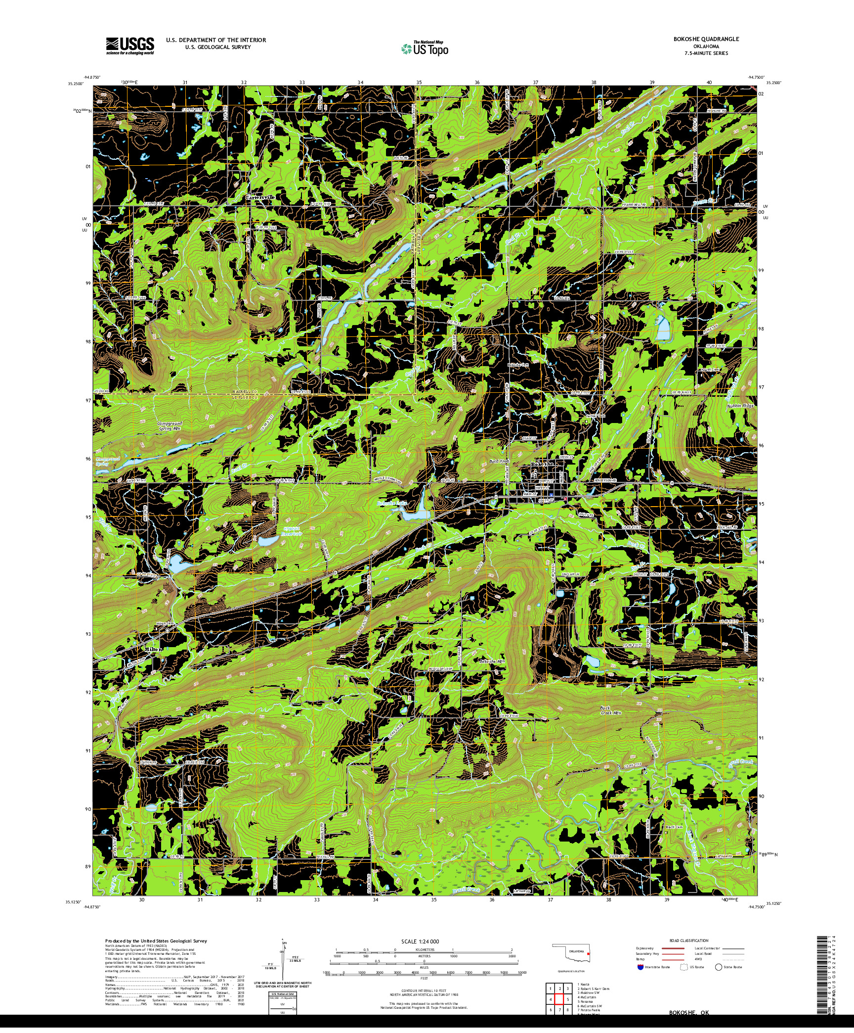 US TOPO 7.5-MINUTE MAP FOR BOKOSHE, OK