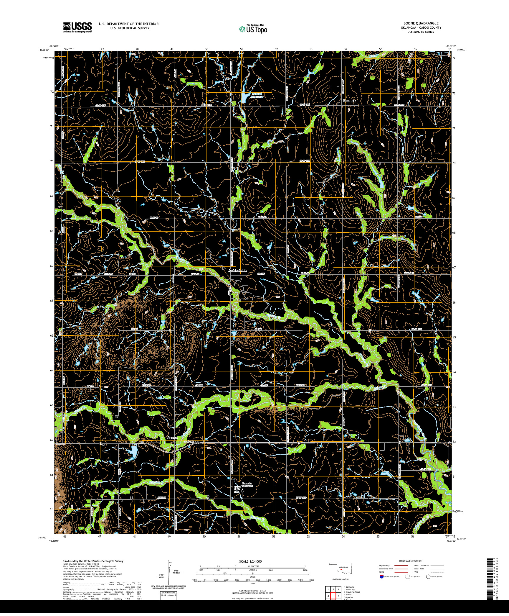 US TOPO 7.5-MINUTE MAP FOR BOONE, OK