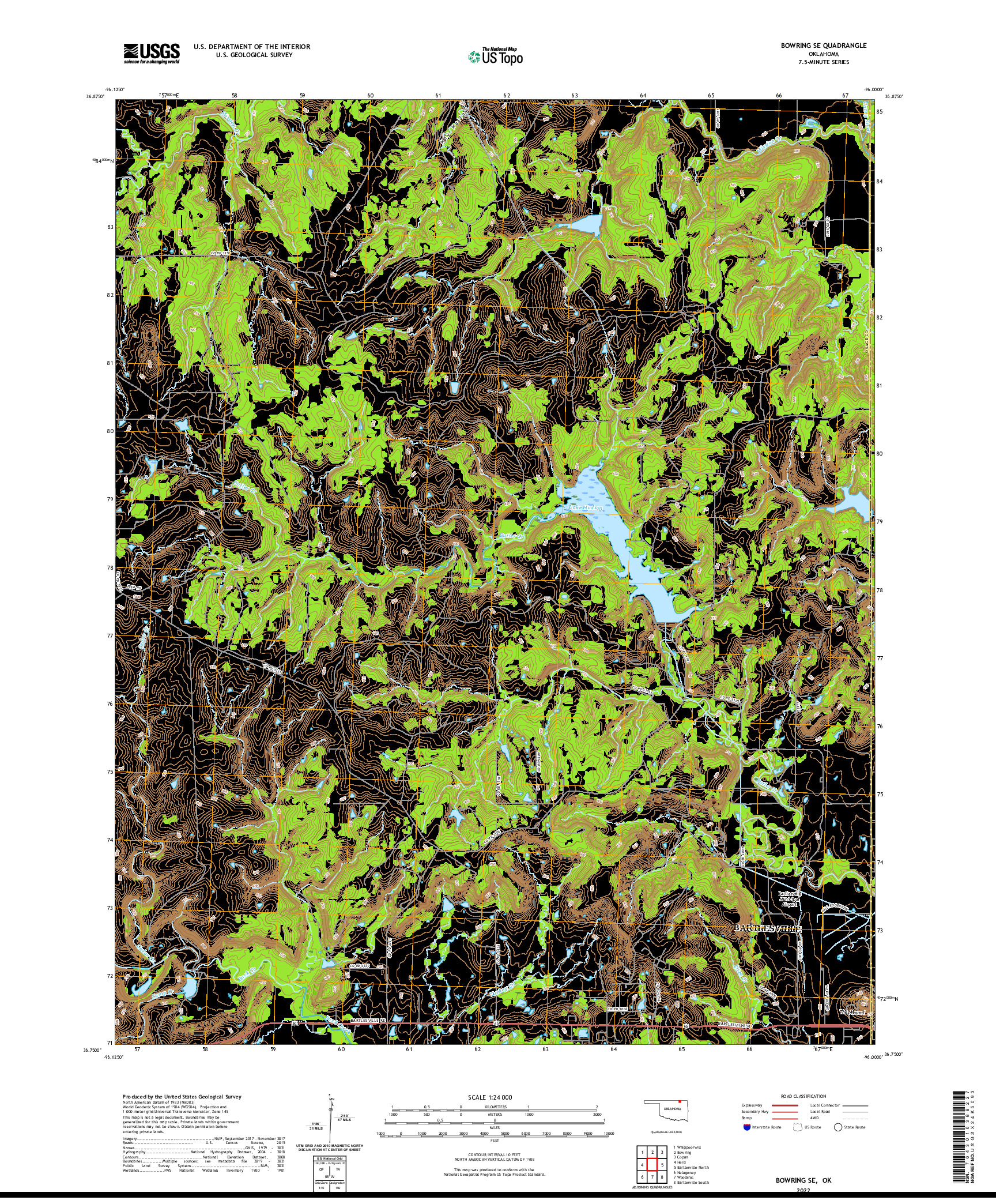 US TOPO 7.5-MINUTE MAP FOR BOWRING SE, OK