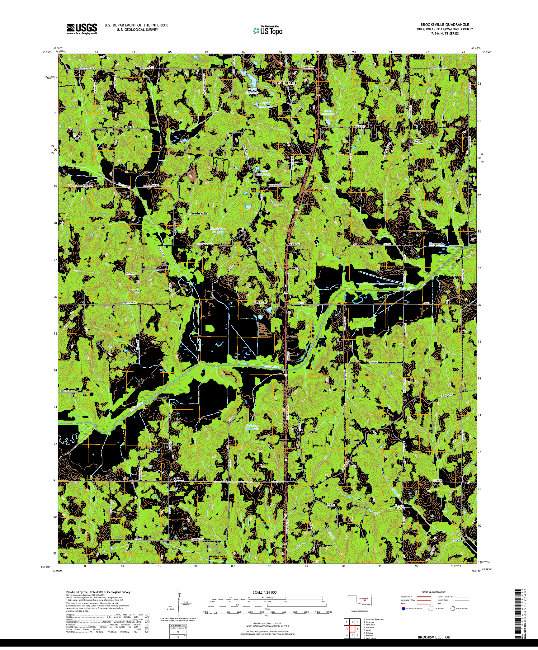 US TOPO 7.5-MINUTE MAP FOR BROOKSVILLE, OK