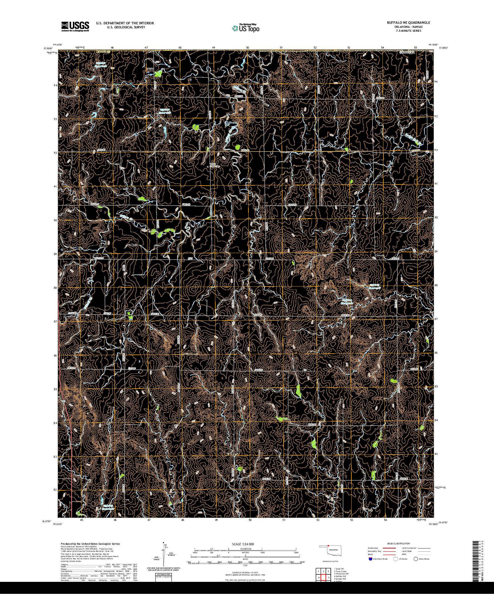 US TOPO 7.5-MINUTE MAP FOR BUFFALO NE, OK,KS