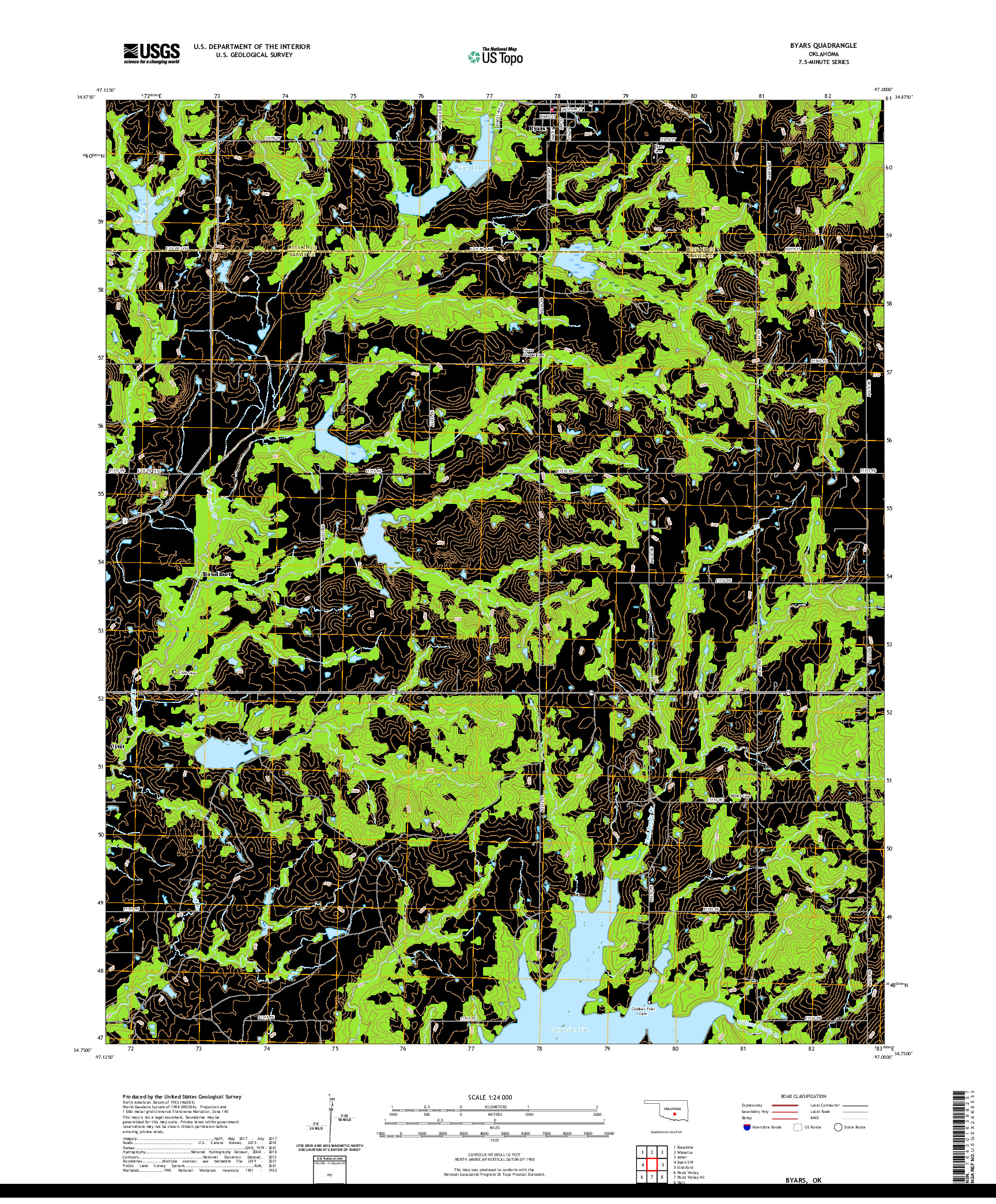 US TOPO 7.5-MINUTE MAP FOR BYARS, OK