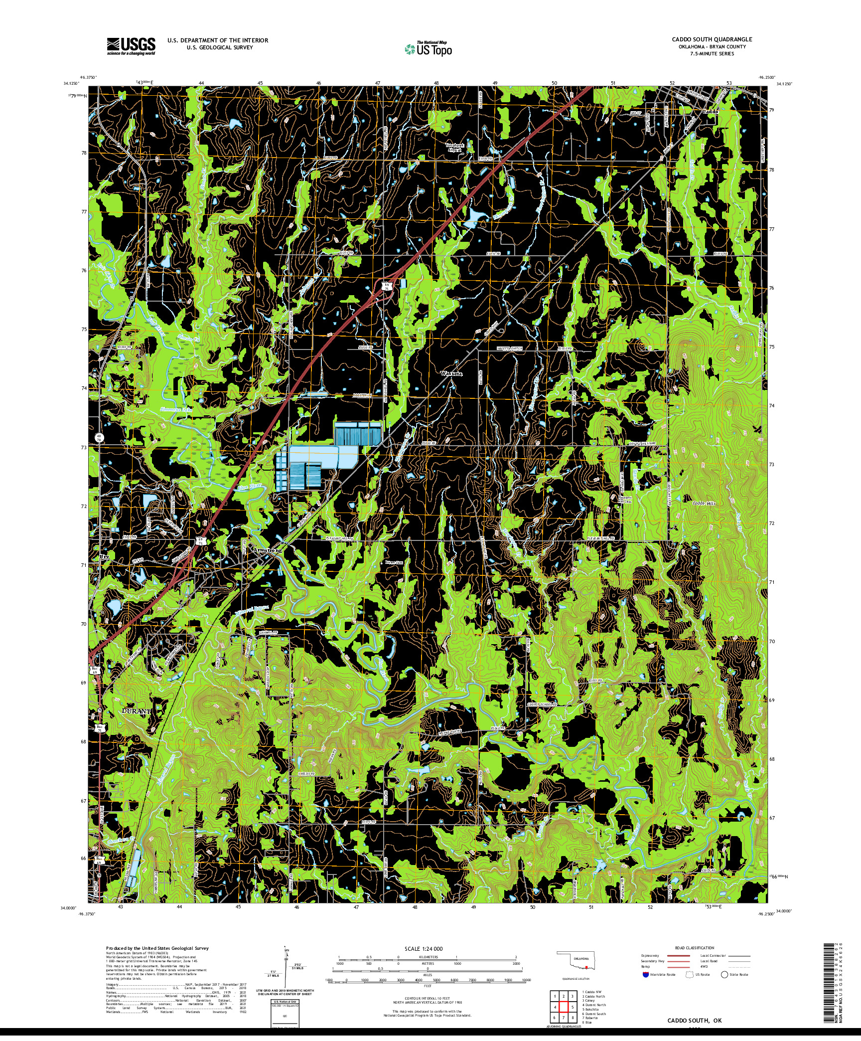 US TOPO 7.5-MINUTE MAP FOR CADDO SOUTH, OK