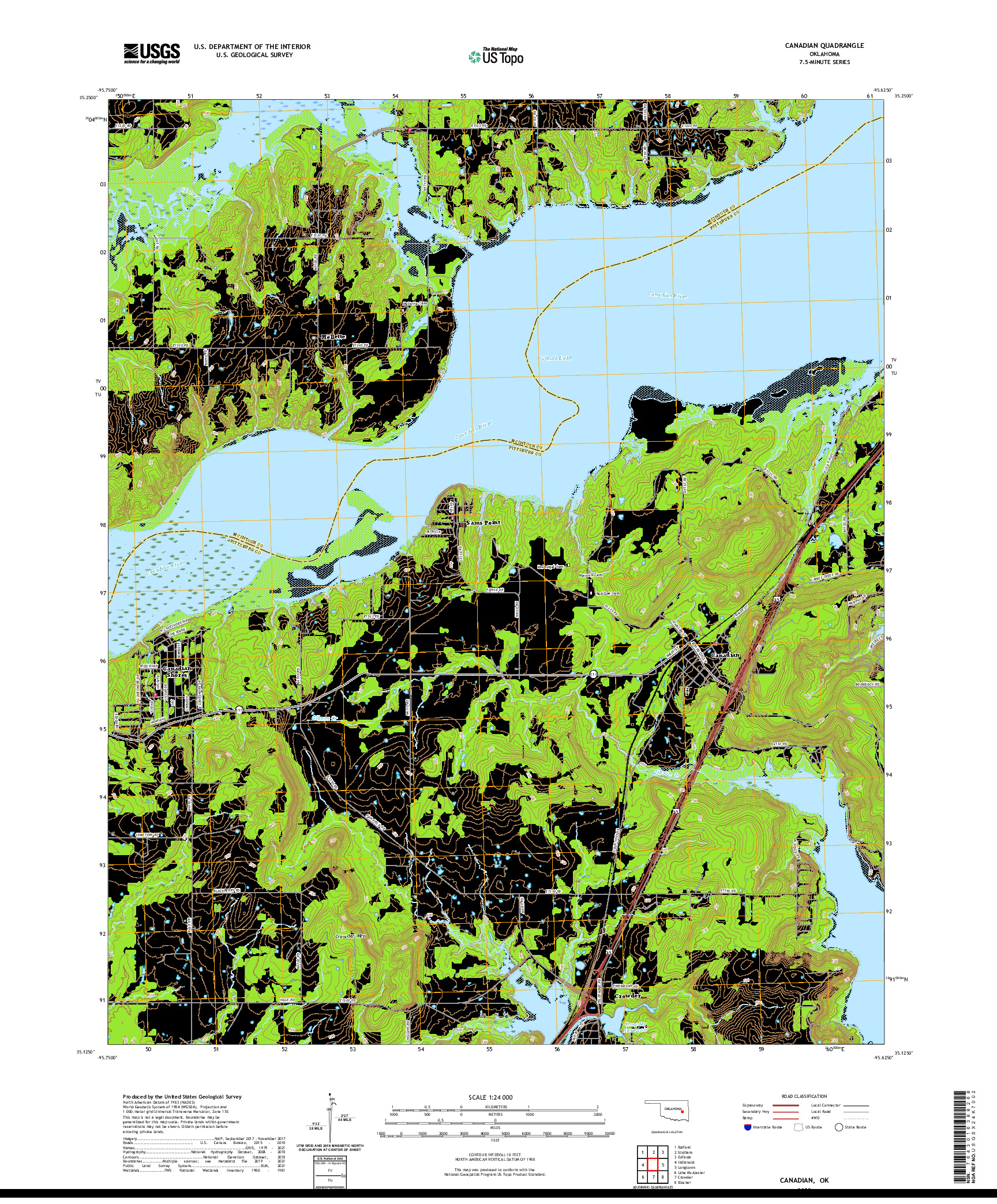 US TOPO 7.5-MINUTE MAP FOR CANADIAN, OK