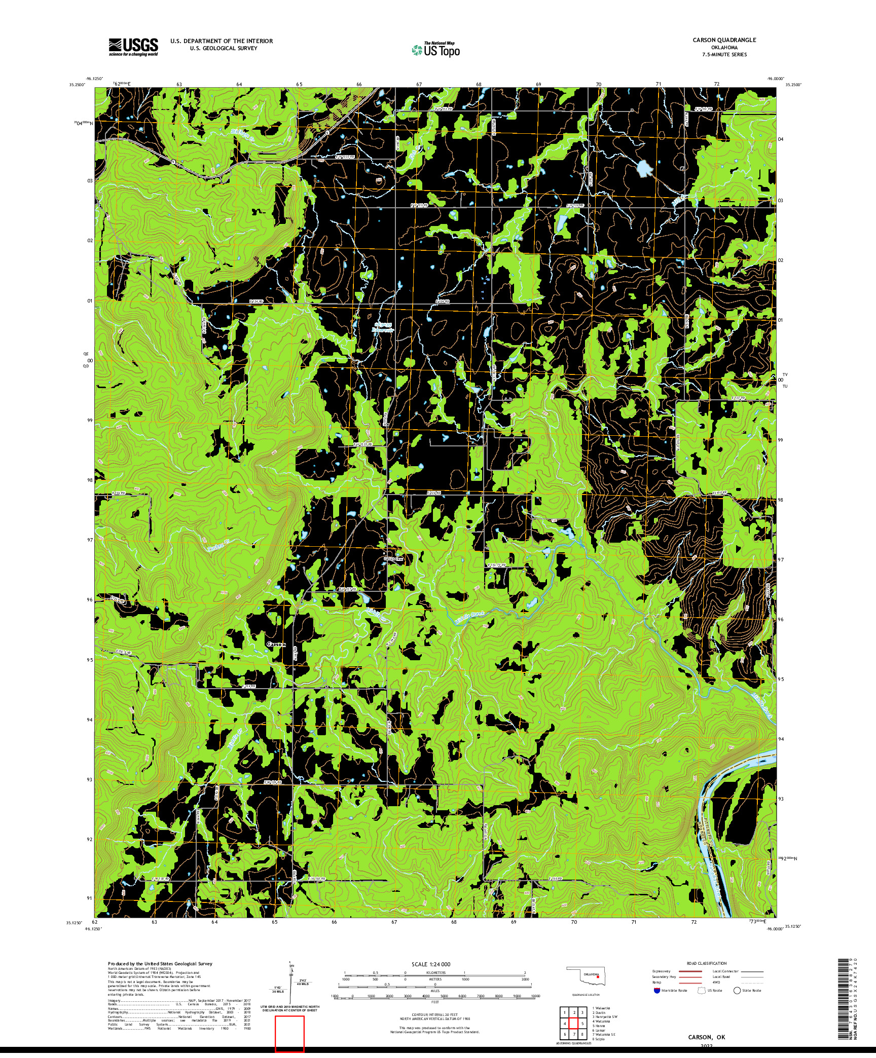 US TOPO 7.5-MINUTE MAP FOR CARSON, OK