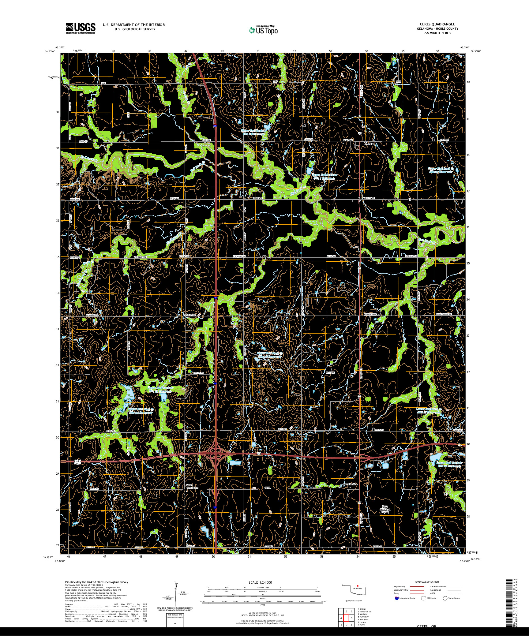 US TOPO 7.5-MINUTE MAP FOR CERES, OK