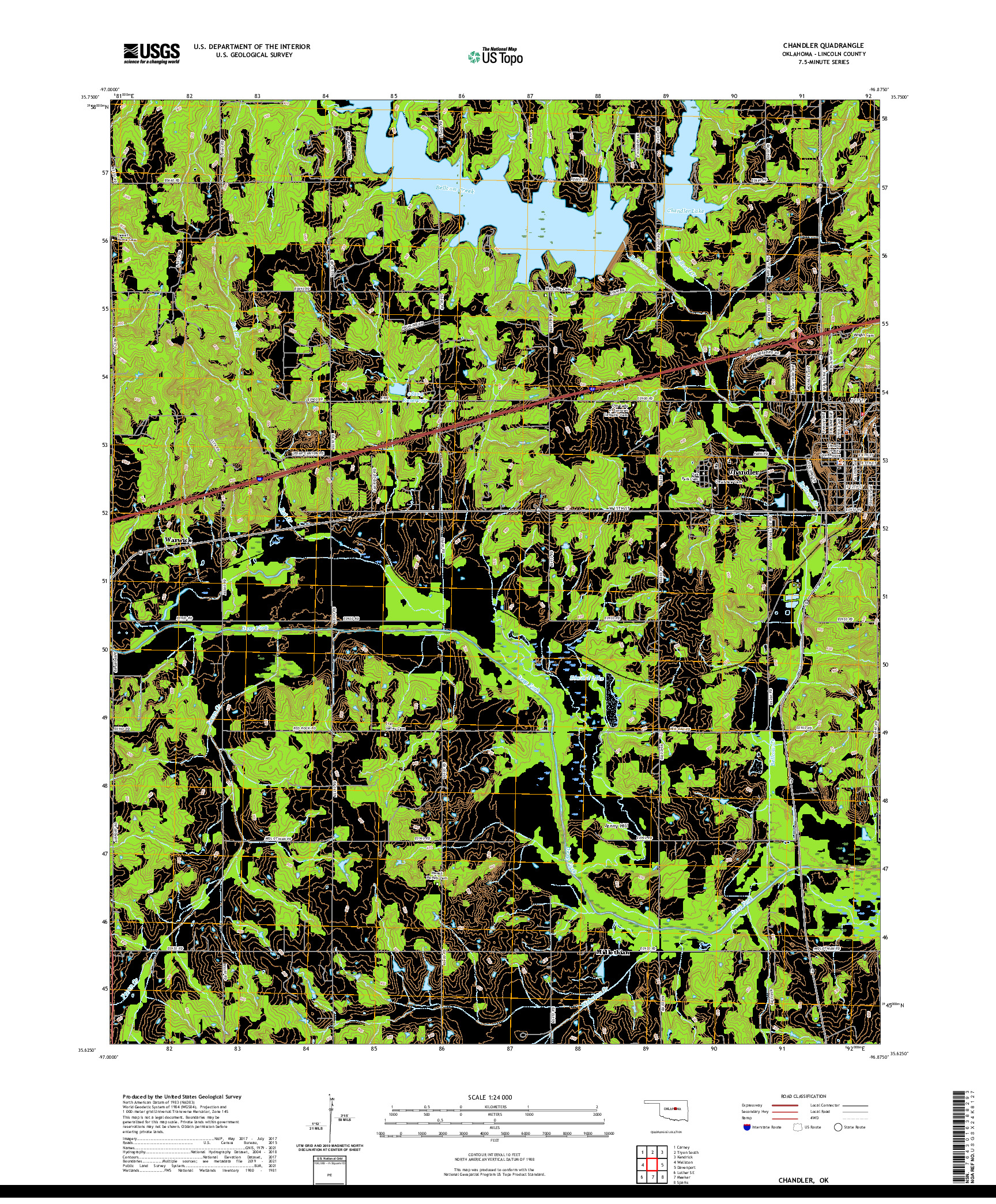 US TOPO 7.5-MINUTE MAP FOR CHANDLER, OK