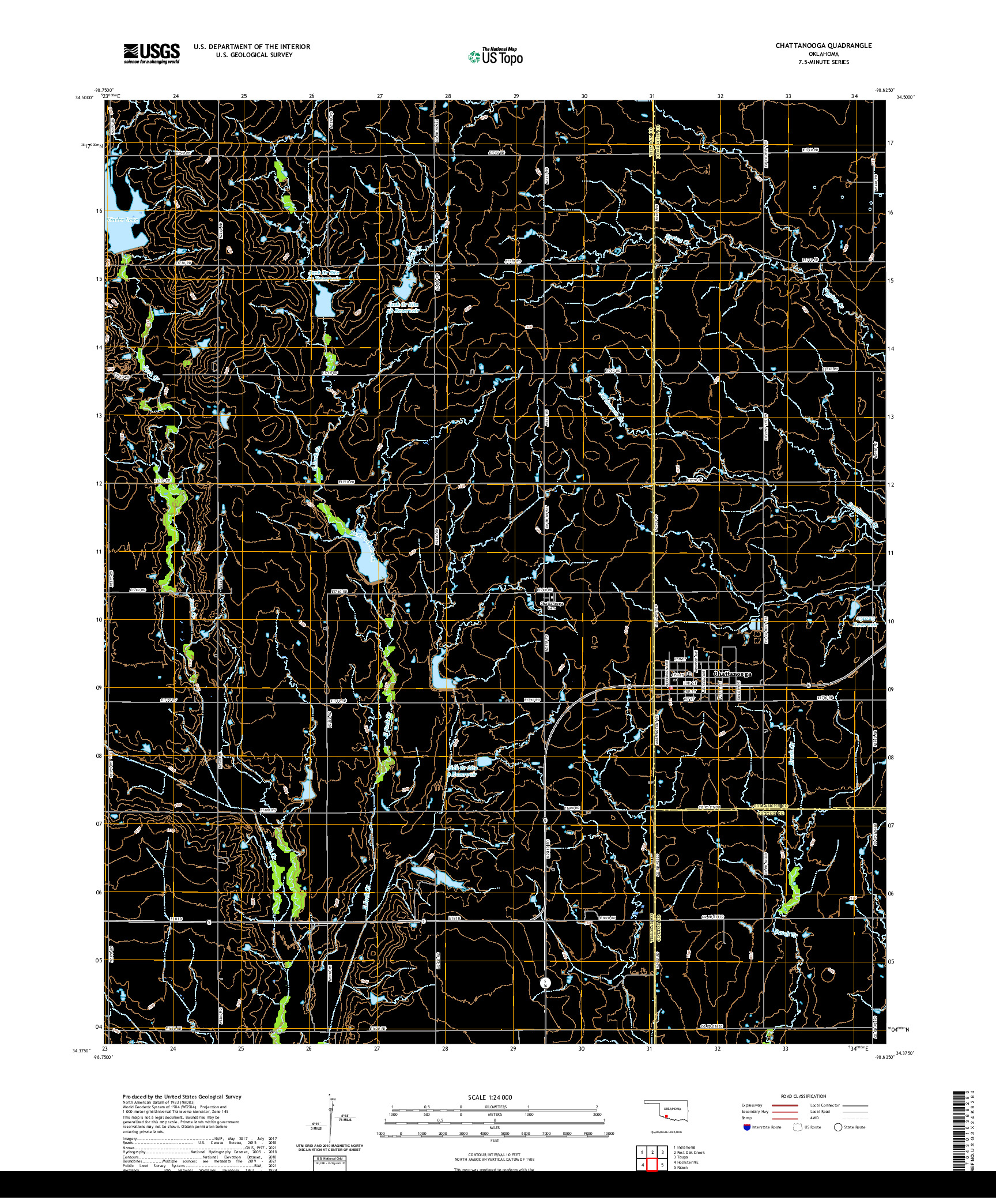 US TOPO 7.5-MINUTE MAP FOR CHATTANOOGA, OK