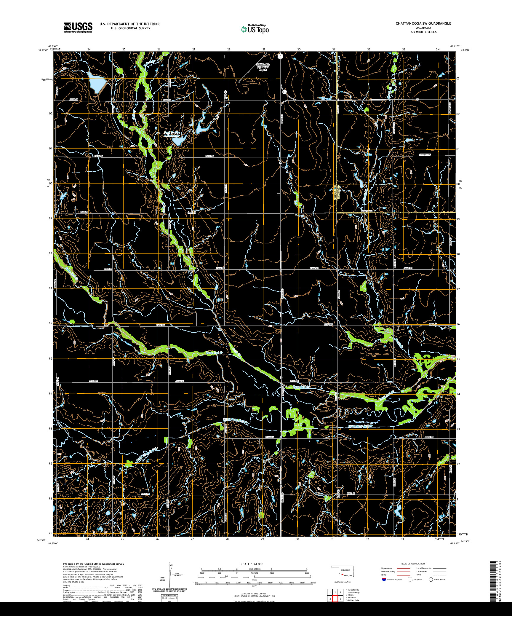 US TOPO 7.5-MINUTE MAP FOR CHATTANOOGA SW, OK