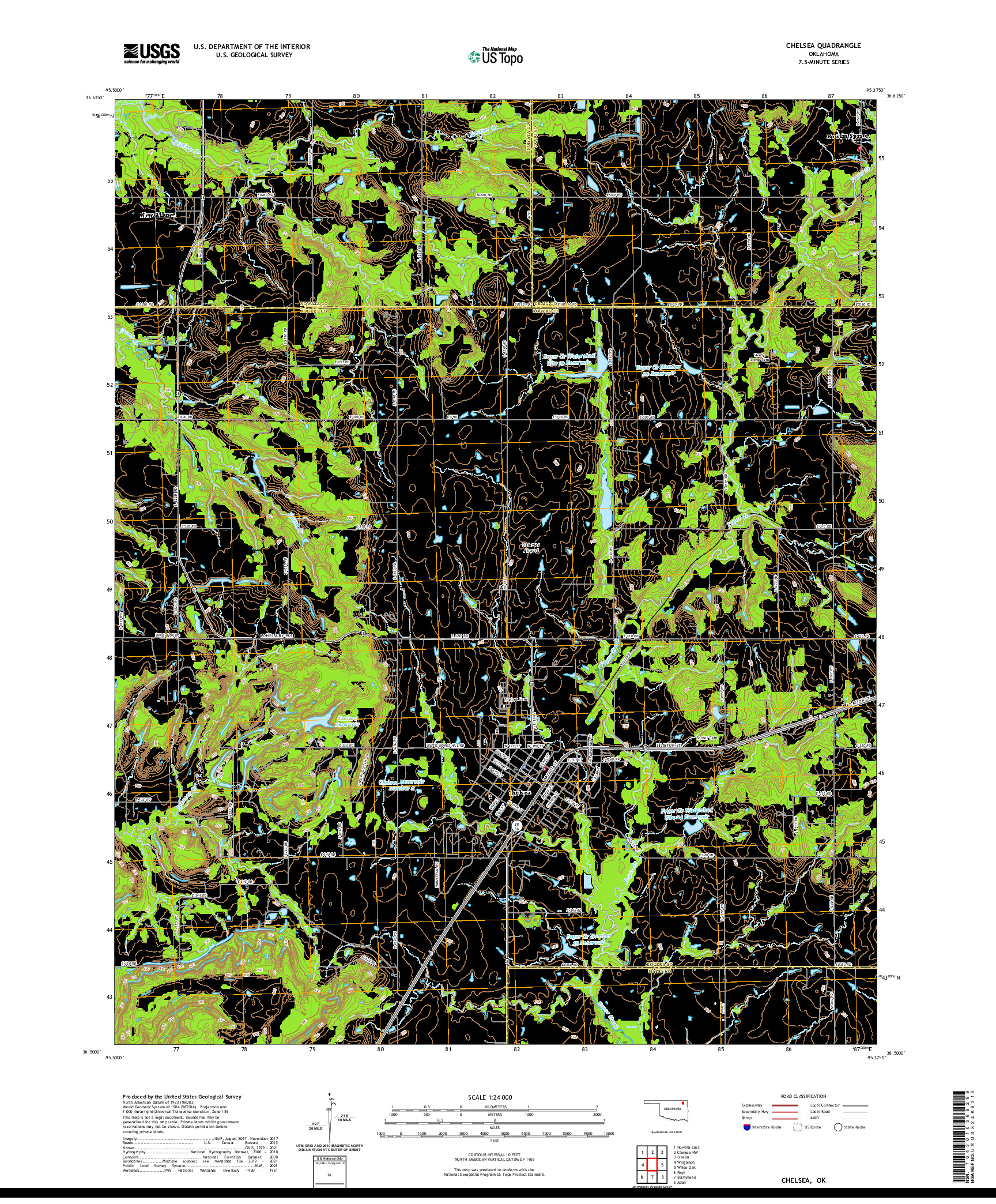US TOPO 7.5-MINUTE MAP FOR CHELSEA, OK