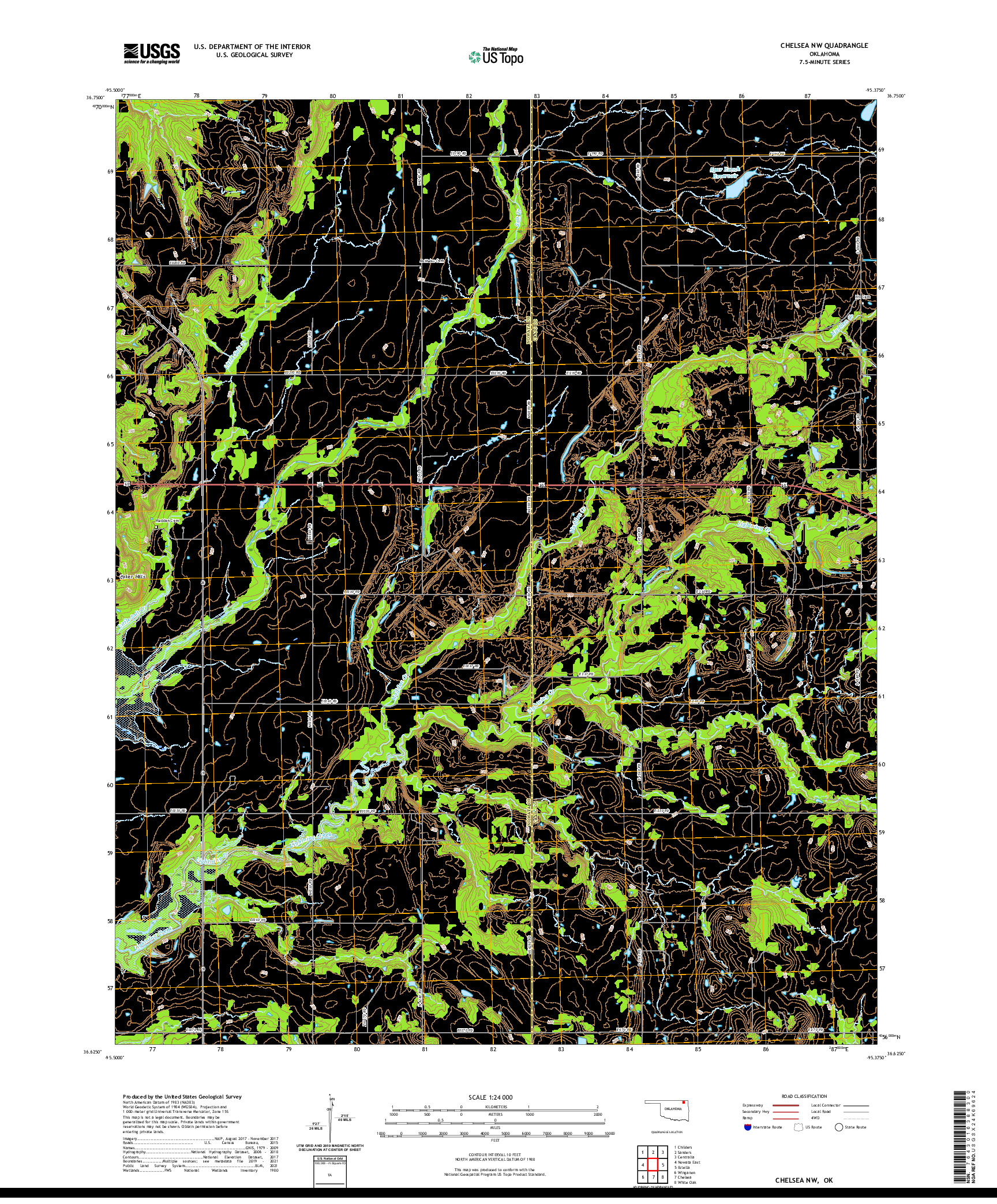 US TOPO 7.5-MINUTE MAP FOR CHELSEA NW, OK