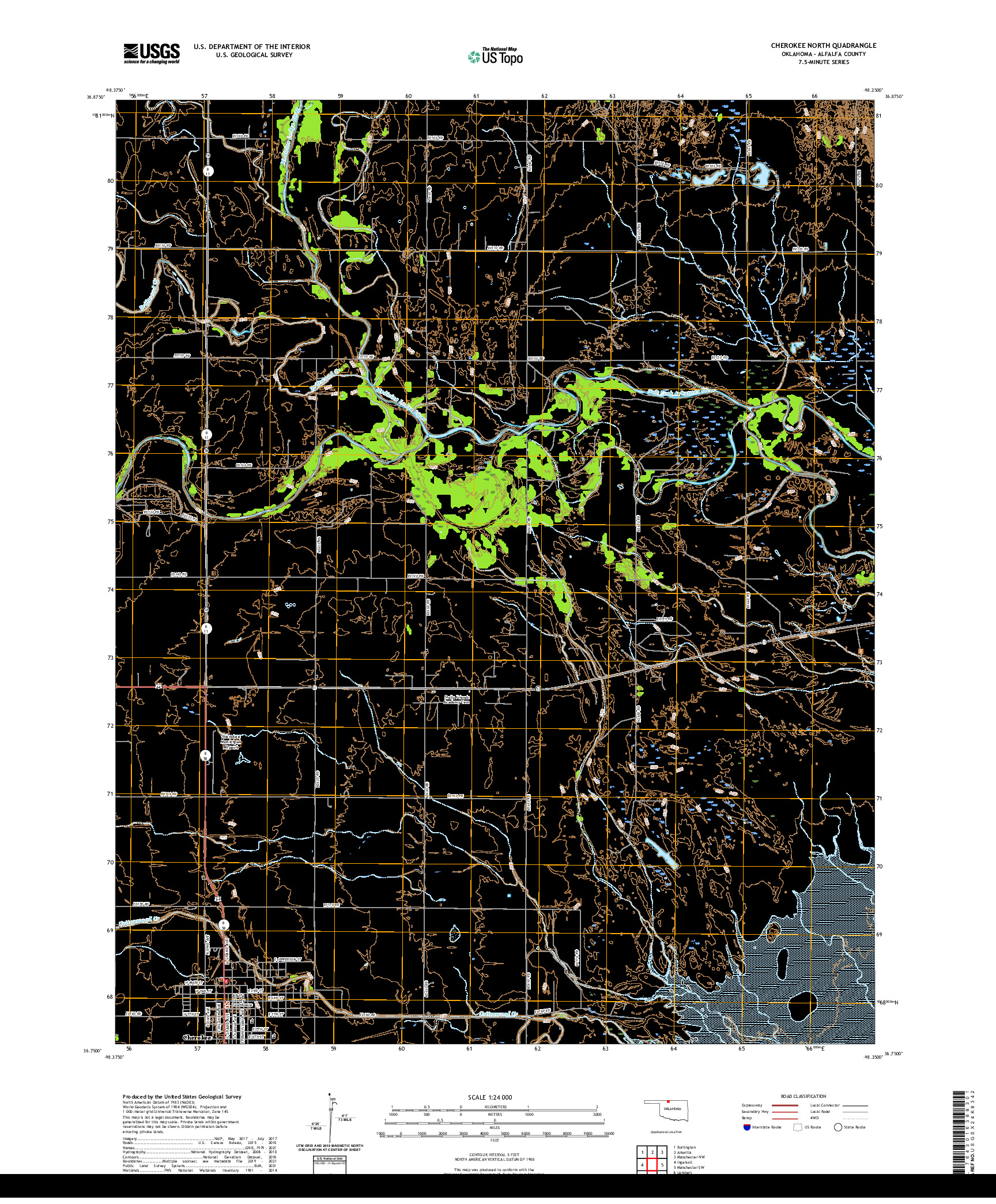 US TOPO 7.5-MINUTE MAP FOR CHEROKEE NORTH, OK