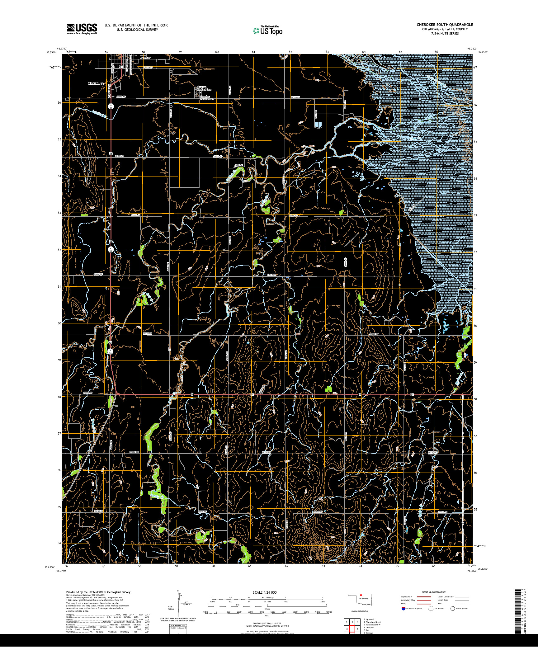 US TOPO 7.5-MINUTE MAP FOR CHEROKEE SOUTH, OK