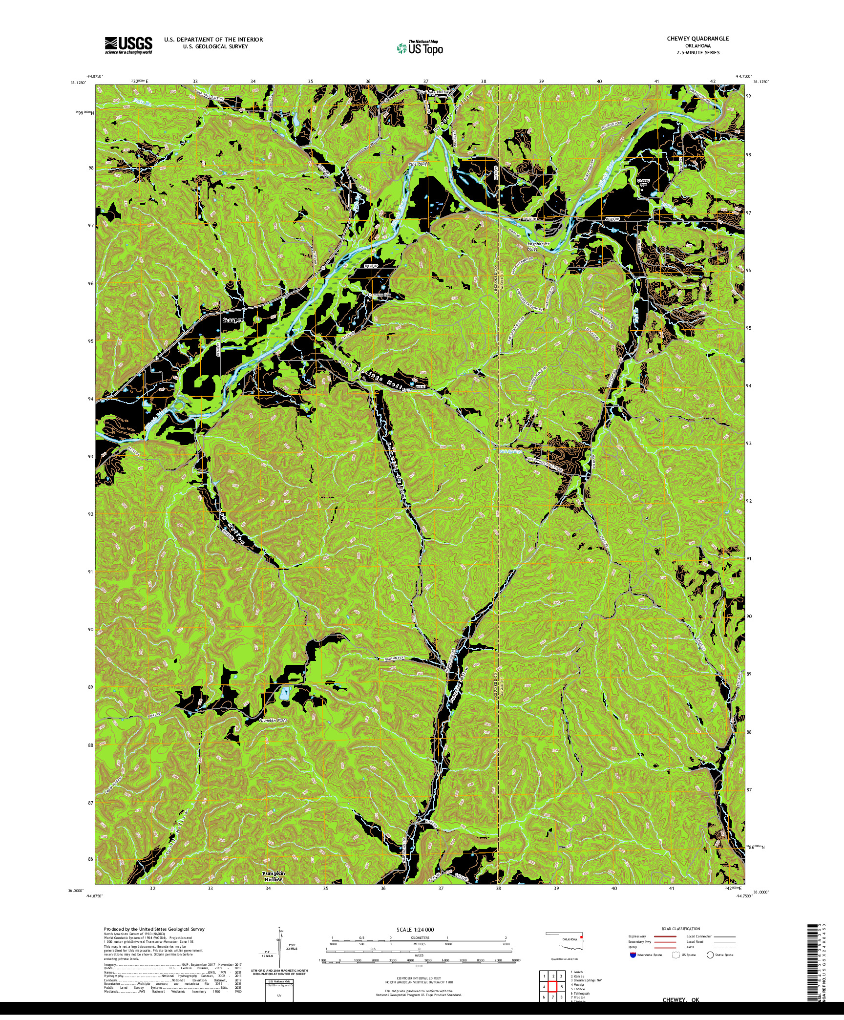 US TOPO 7.5-MINUTE MAP FOR CHEWEY, OK